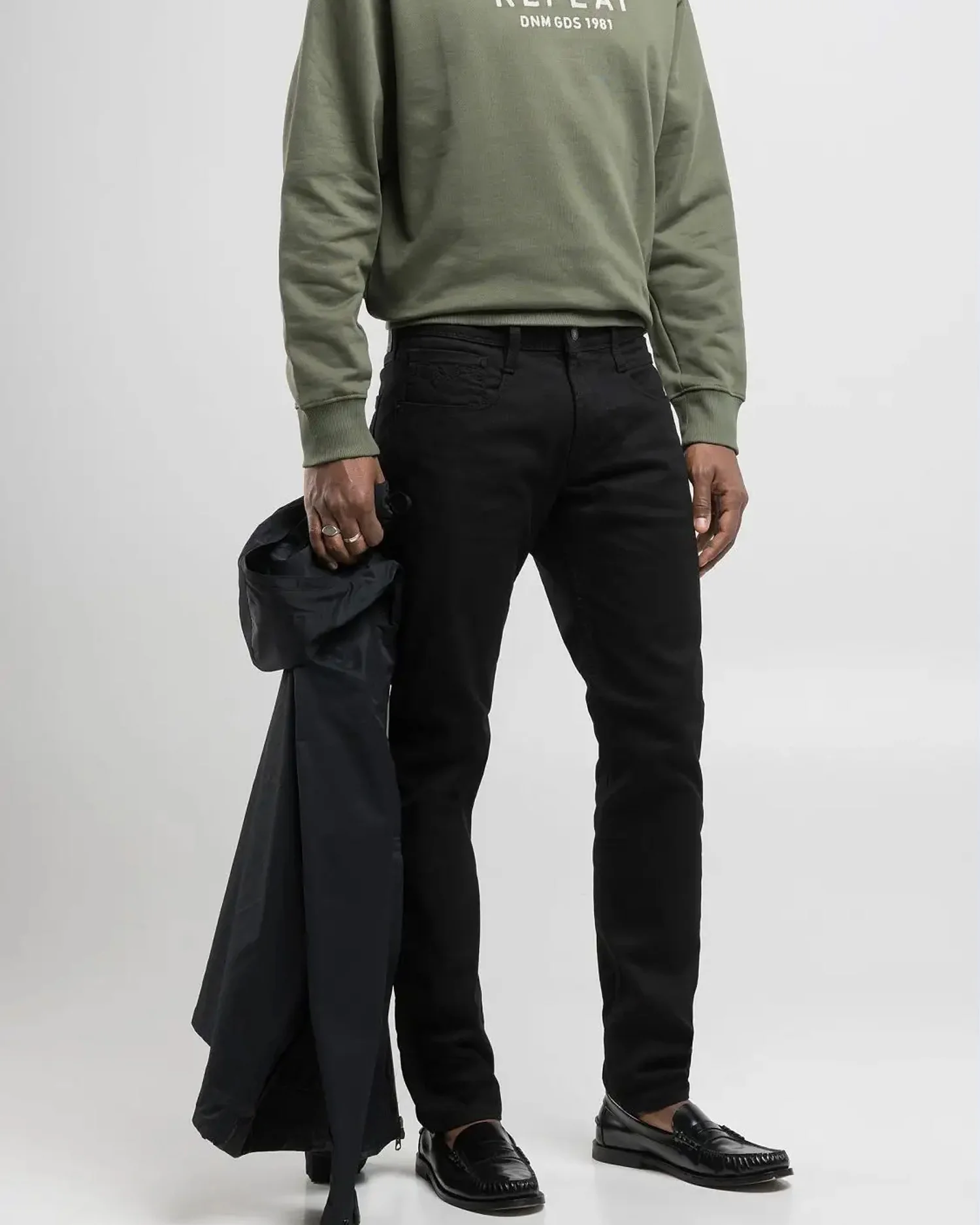 Replay Anbass Slim Fit Mens Jeans - Black - Image 3