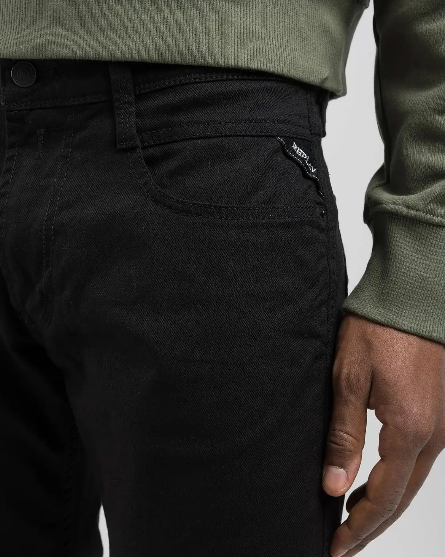 Replay Anbass Slim Fit Mens Jeans - Black - Image 6