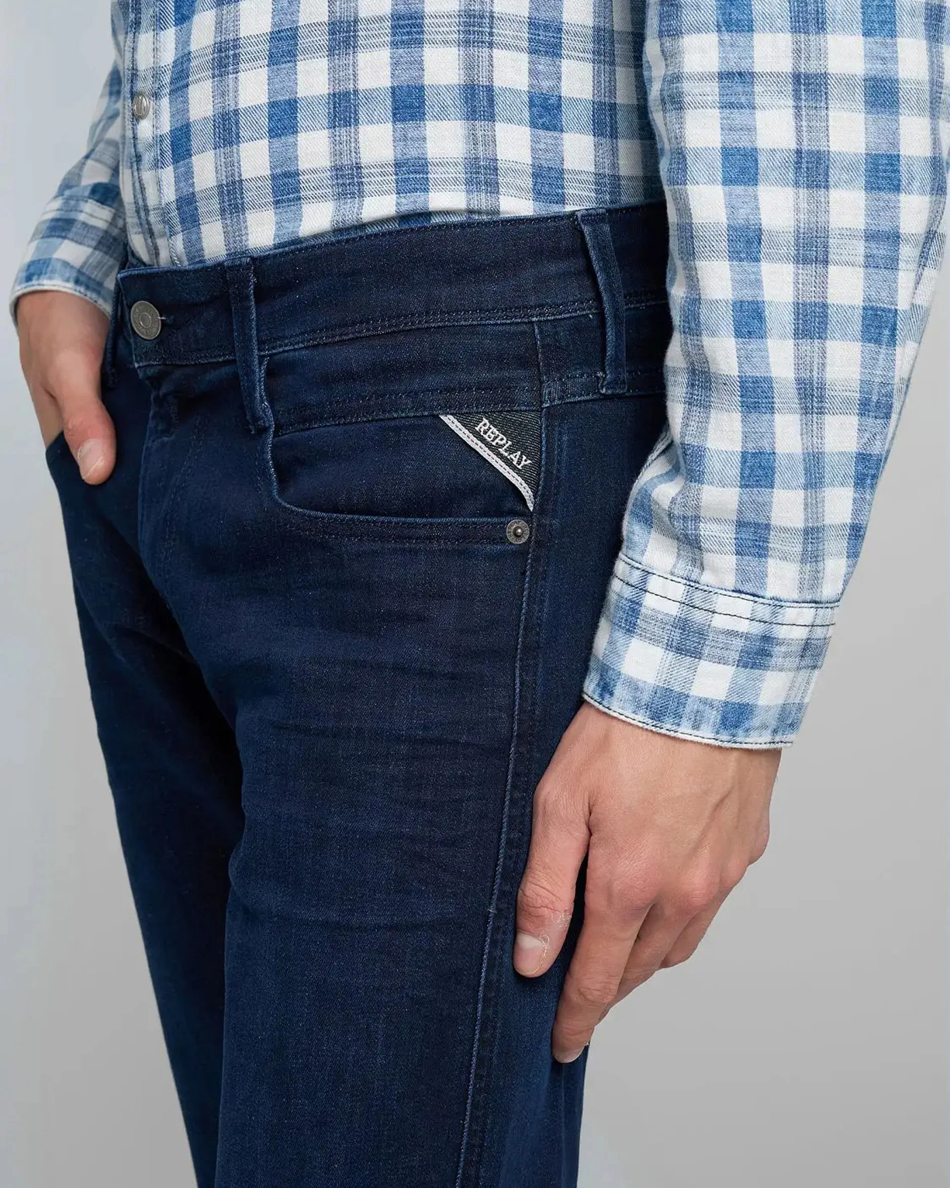 Replay Anbass Slim Fit Mens Jeans - Dark Blue - Image 7