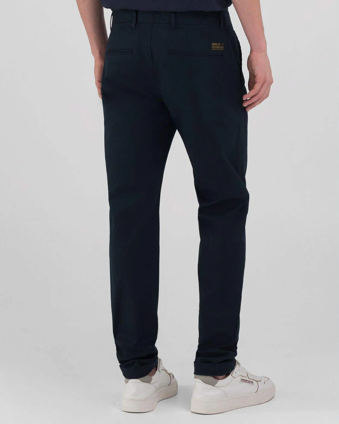 Replay Damian Regular Slim Mens Twill Trousers - Night Blue - Image 3
