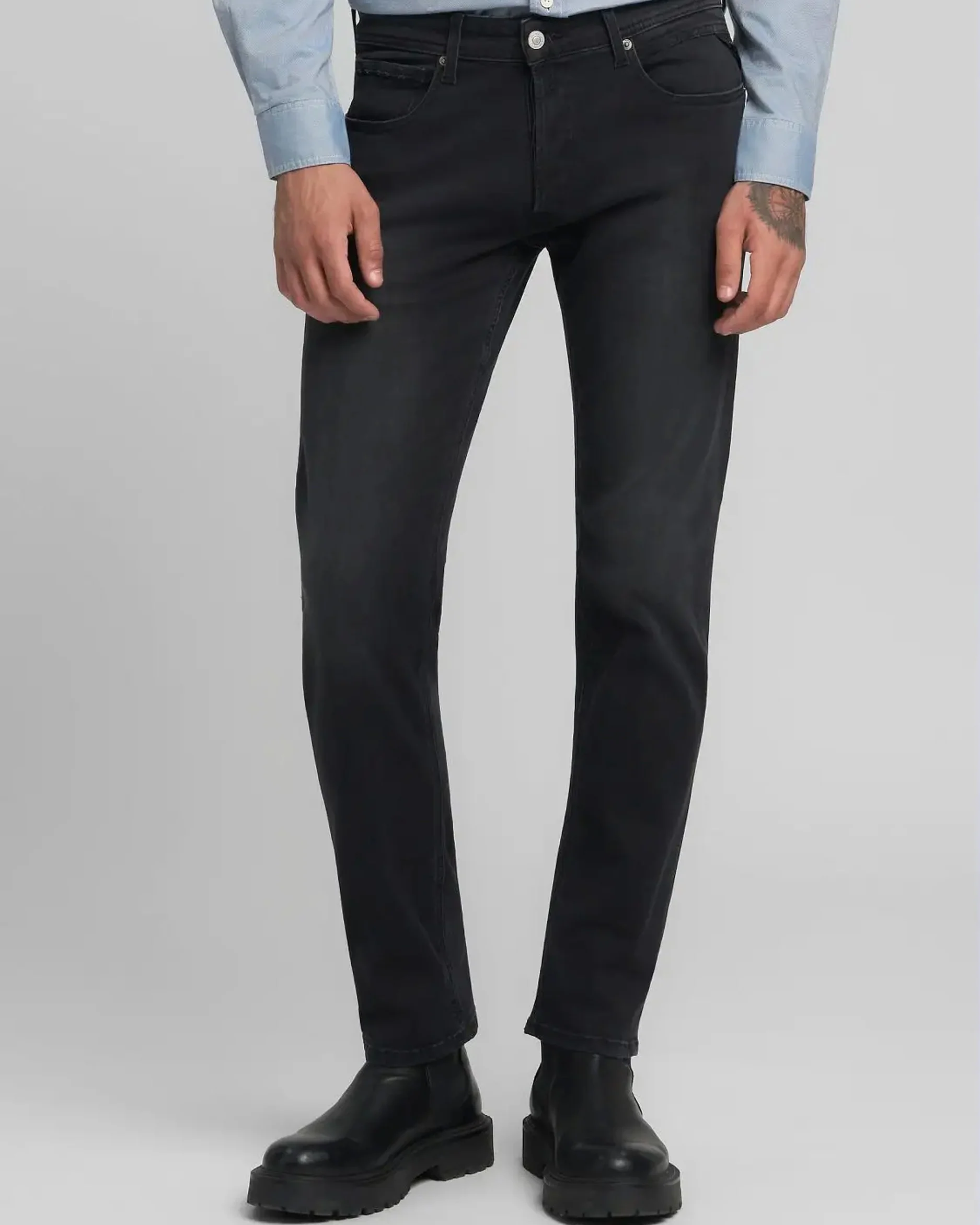 Replay Grover Straight Fit Mens Jeans - Dark Grey