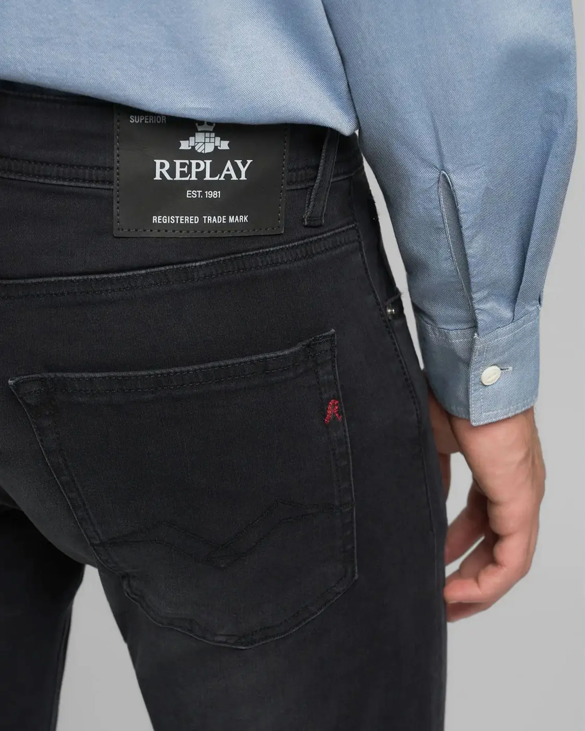 Replay Grover Straight Fit Mens Jeans - Dark Grey - Image 2