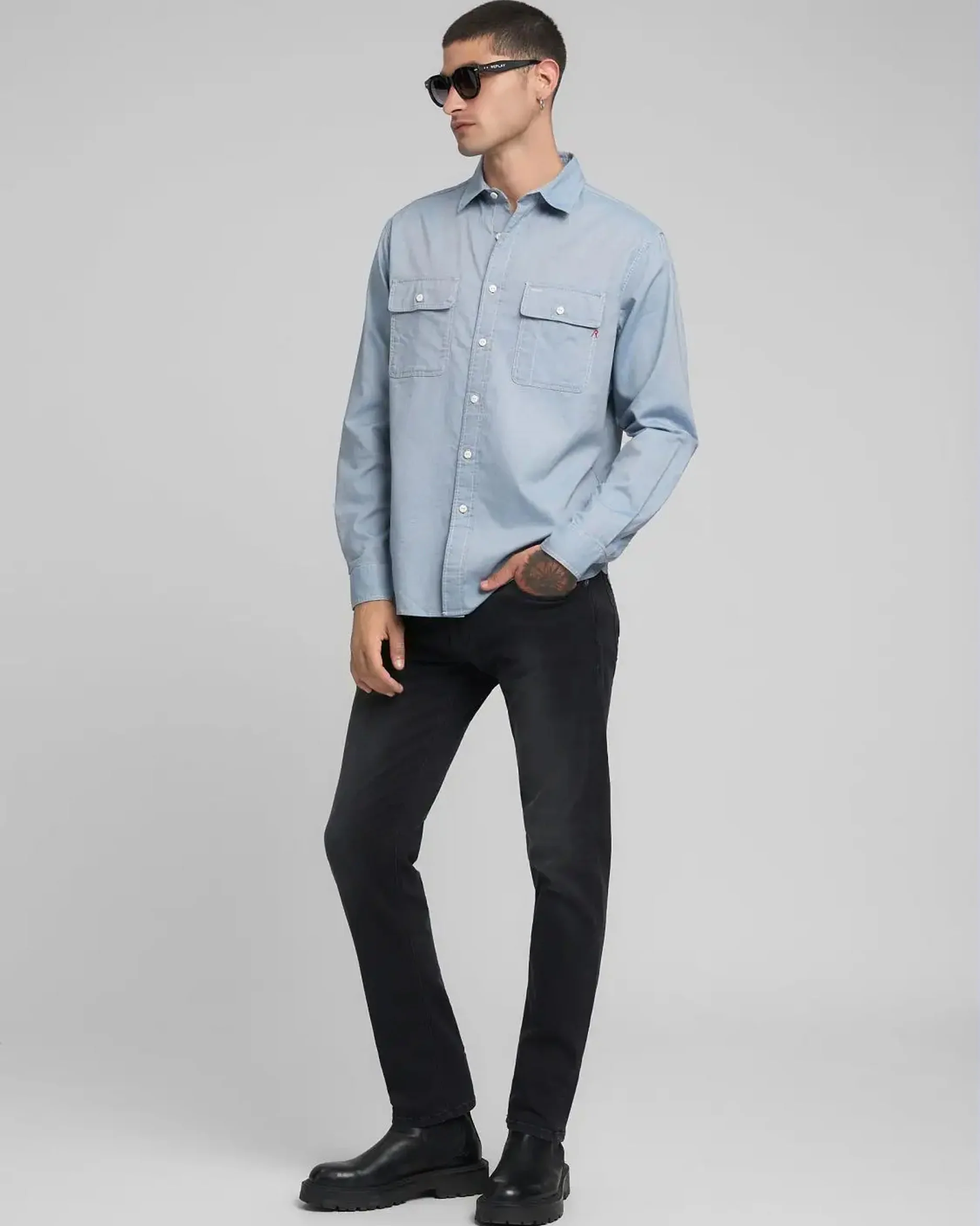 Replay Grover Straight Fit Mens Jeans - Dark Grey - Image 4