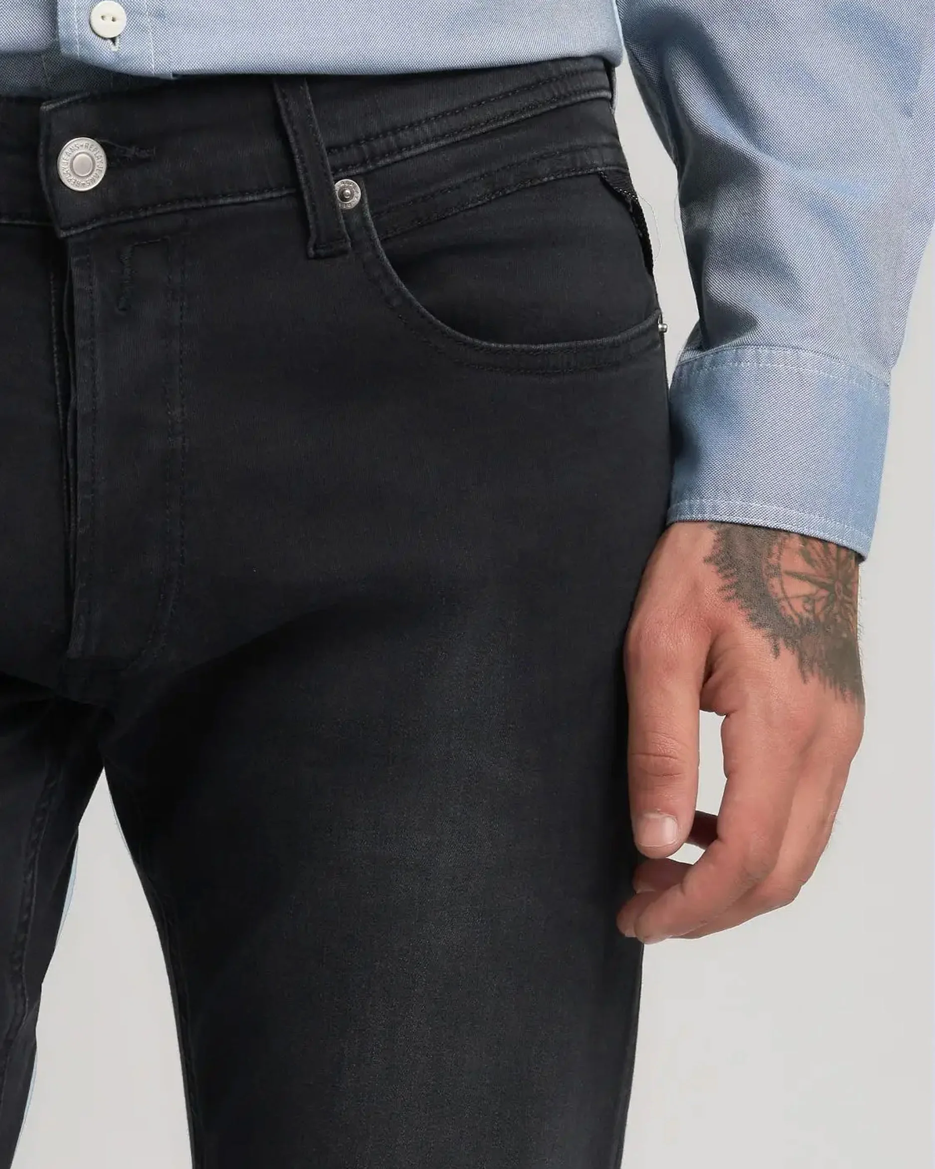 Replay Grover Straight Fit Mens Jeans - Dark Grey - Image 6