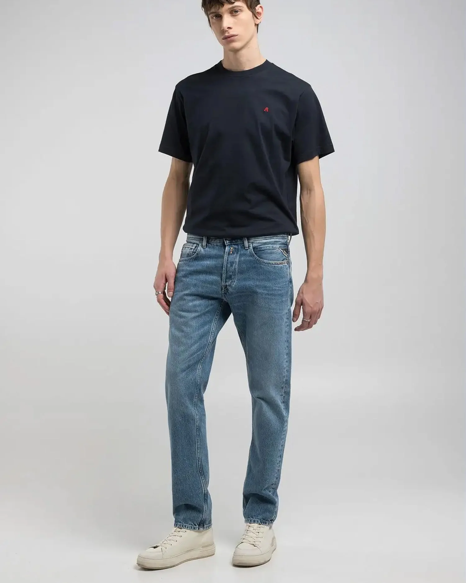 Replay Grover Straight Fit Mens Jeans - Medium Blue - Image 3