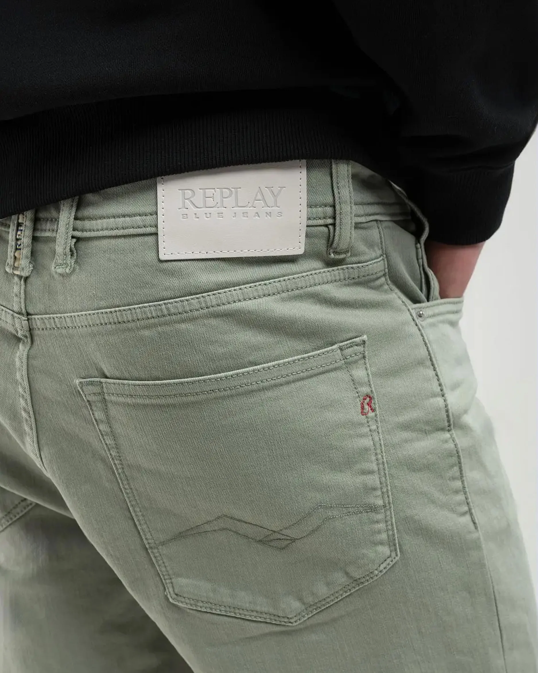 Replay RBJ.981 Tapered Fit Bermuda Shorts - Light Sage Green - Image 2