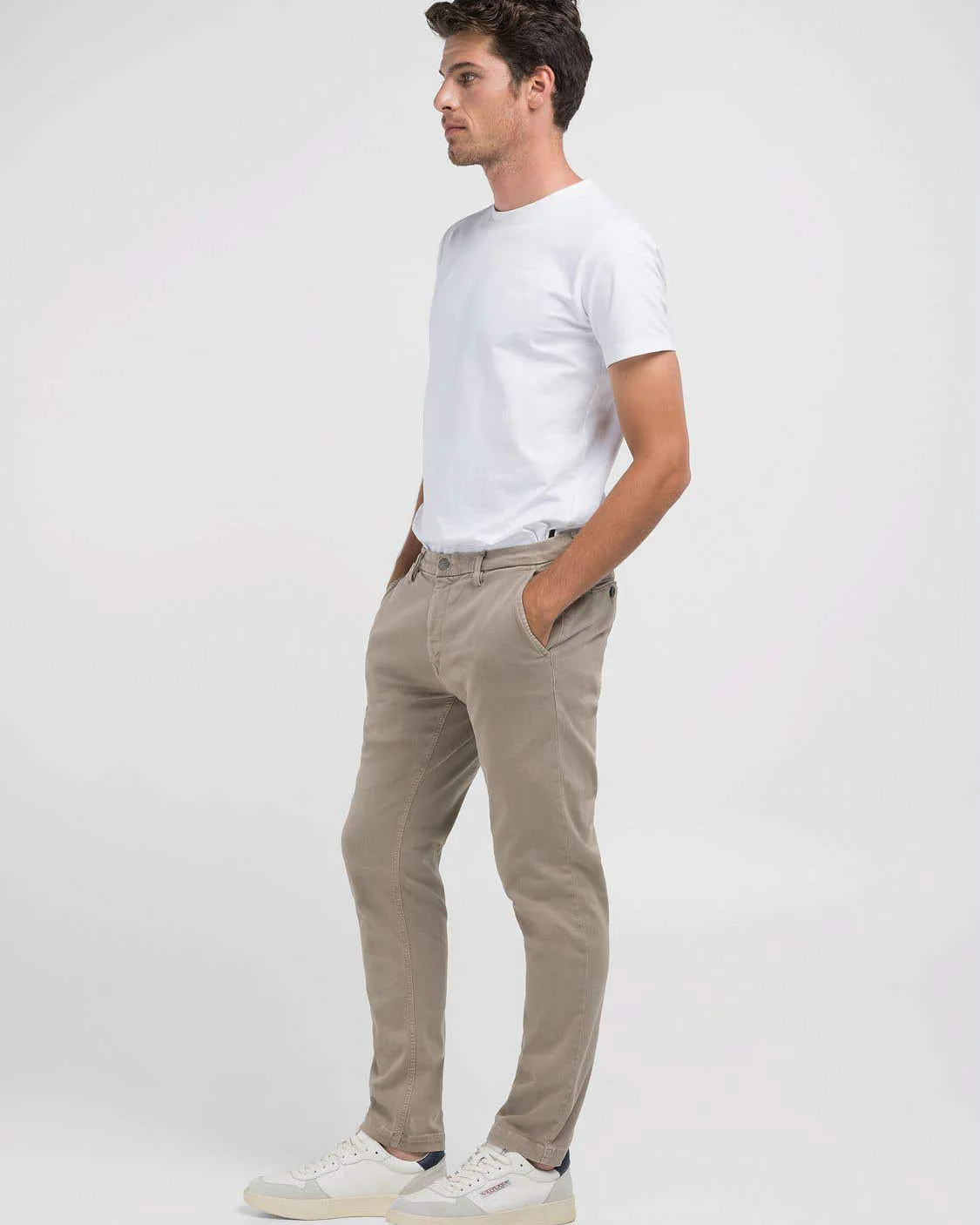Replay Zeumar Hyperchino Colour XLITE Slim Mens Jeans - Sand - Image 5
