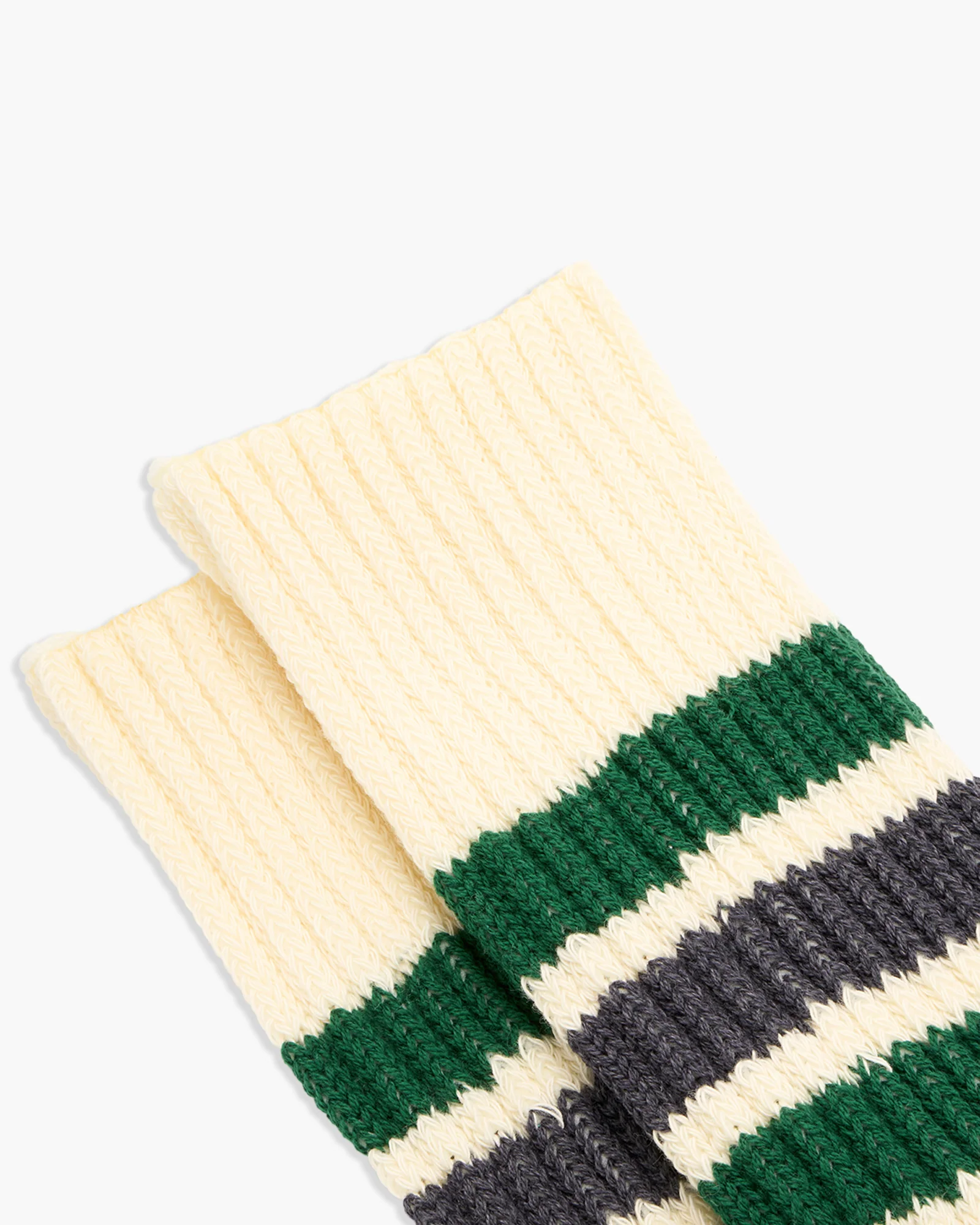 RoToTo R1255 Coarse Ribbed Oldschool Socks - Green / Charcoal - Image 2