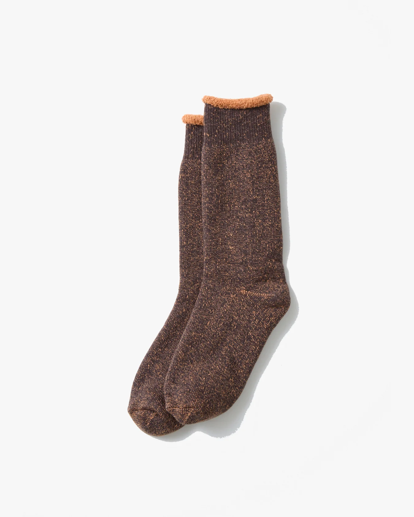 RoToTo R1612 Reversible Pile Socks - Faded Black / Light Orange - Image 2