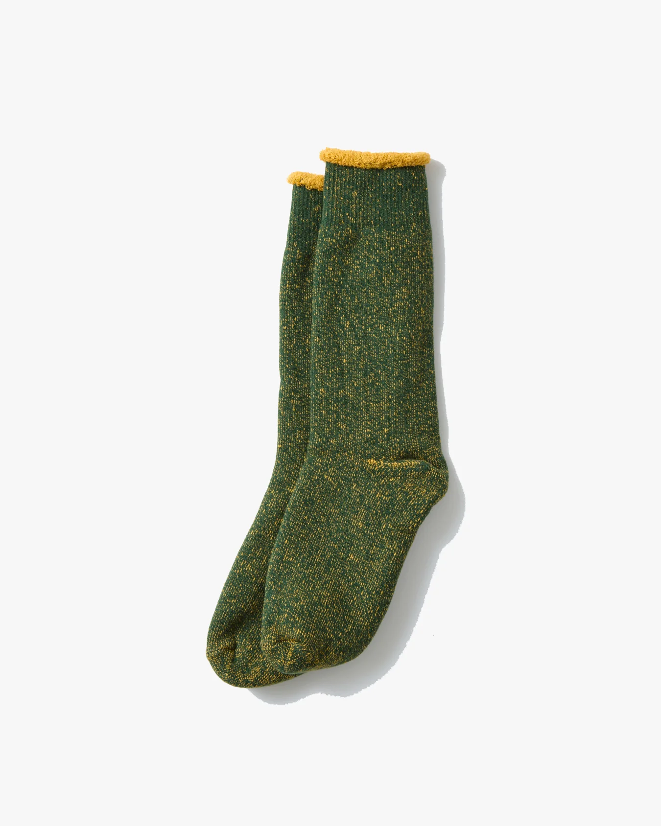 RoToTo R1612 Reversible Pile Socks - Ivy Green / Dark Yellow - Image 2