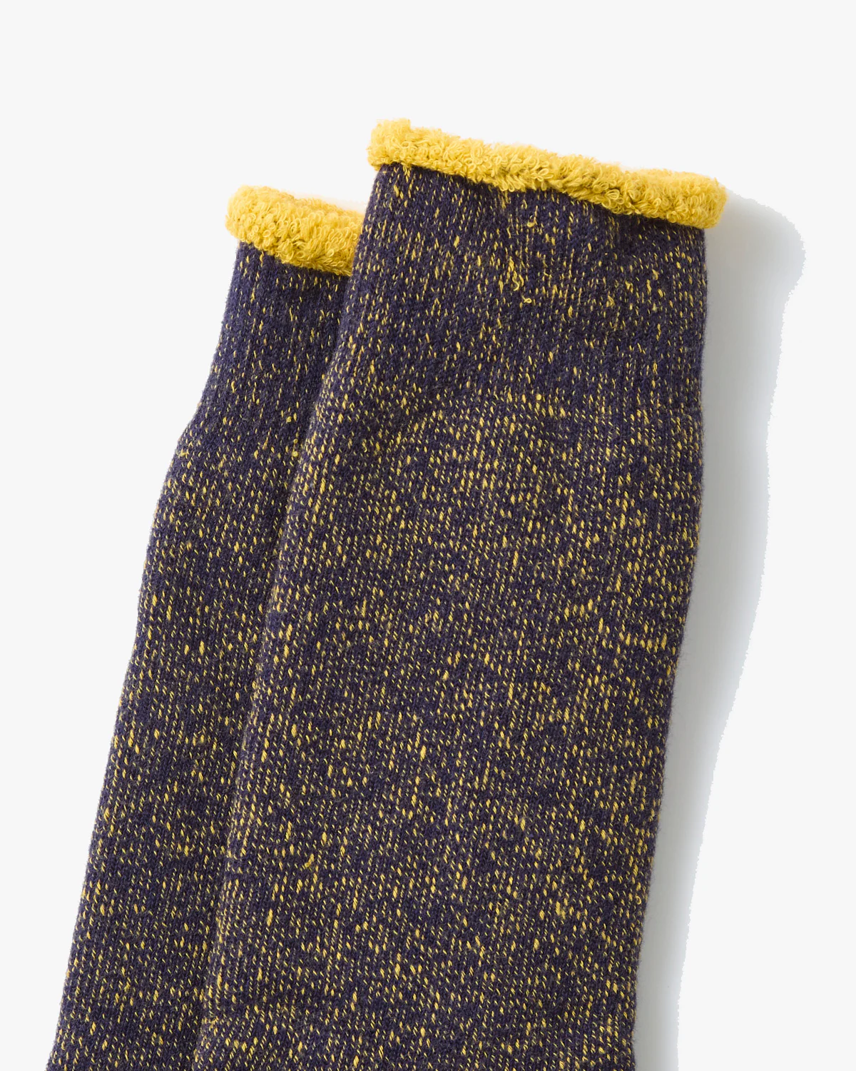 RoToTo R1612 Reversible Pile Socks - Navy / Yellow - Image 4