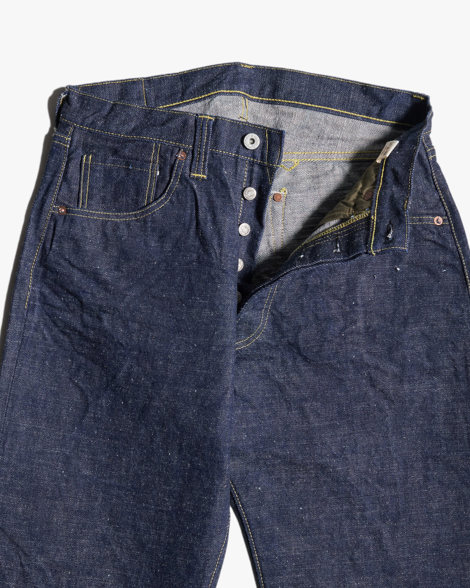 Samurai Jeans S2000HXII Samurai Cotton GL3 Model '44 Style Wide Straight 15.8oz Selvedge Jeans - Onewash - Image 7