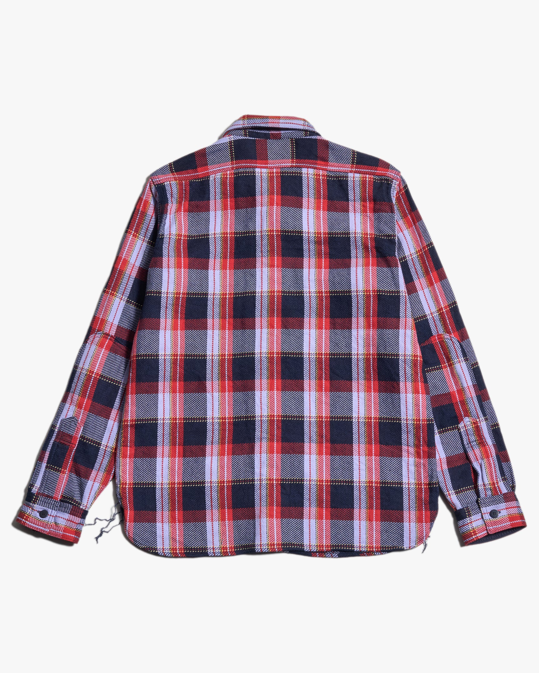 Samurai Jeans SIN25-01W Western Cut Rope Dyed Indigo Heavy Flannel Work Shirt - Purple - Image 4