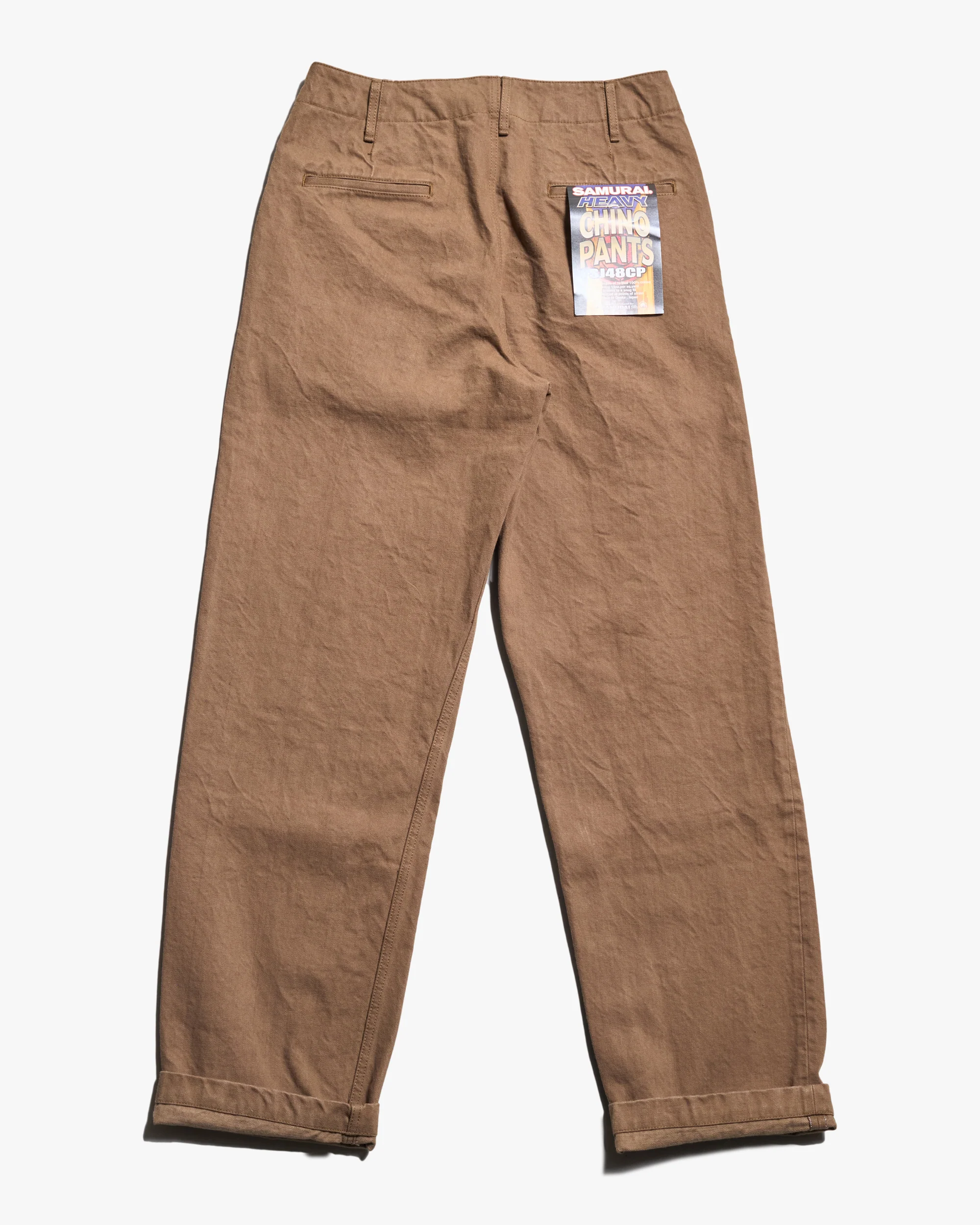 Samurai Jeans SJ48CP Wide Straight 15oz Heavy Selvedge Chino Pants - Khaki Onewash - Image 3