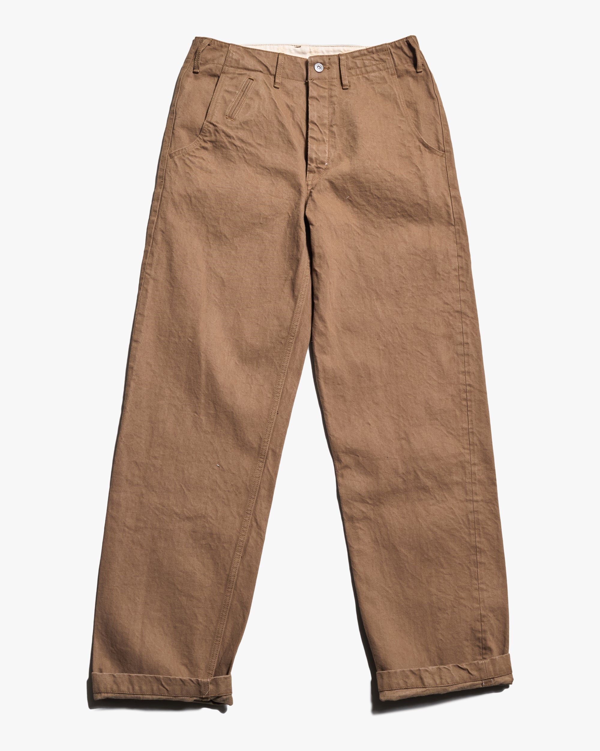 Samurai Jeans SJ48CP Wide Straight 15oz Heavy Selvedge Chino Pants - Khaki Onewash - Image 4