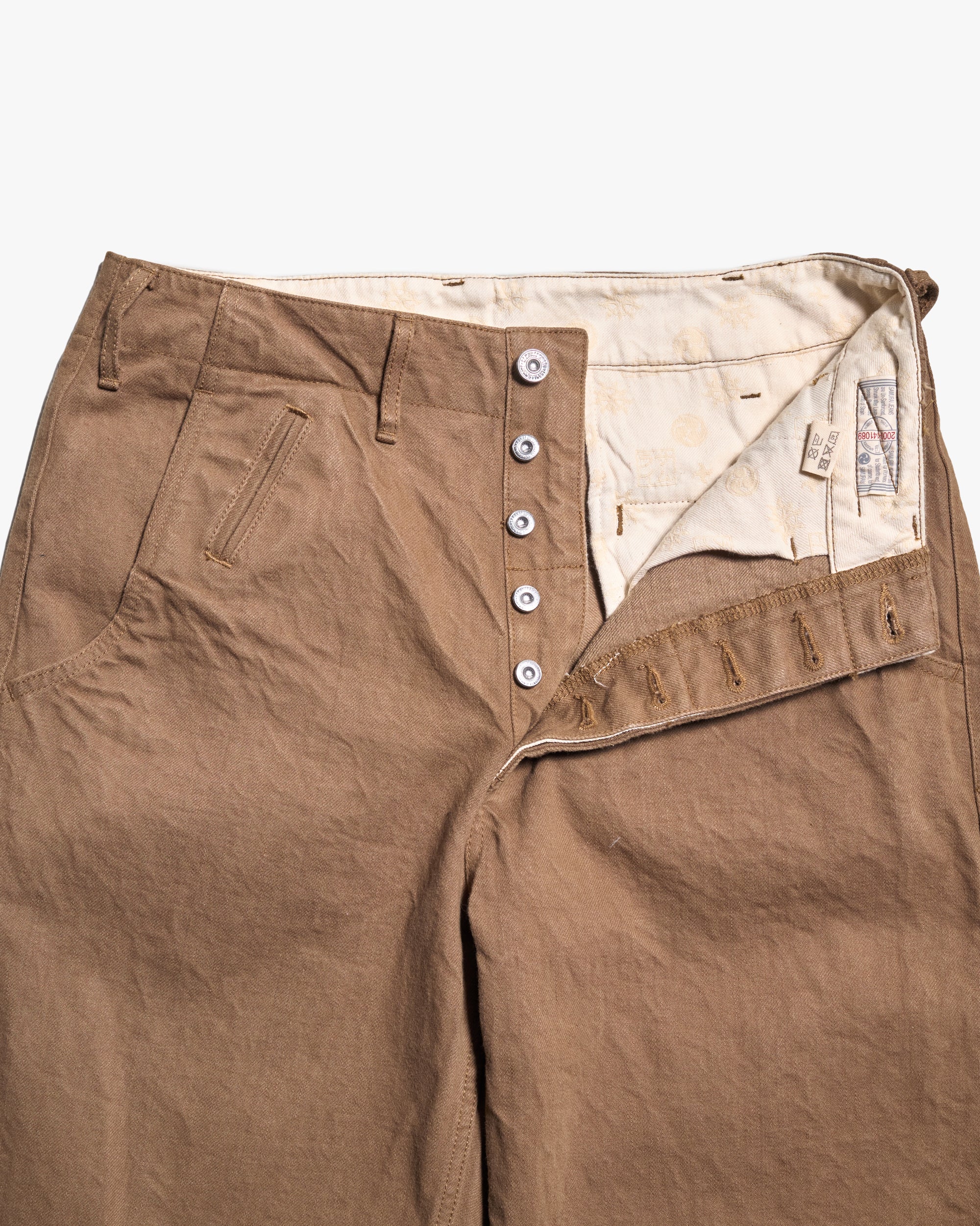 Samurai Jeans SJ48CP Wide Straight 15oz Heavy Selvedge Chino Pants - Khaki Onewash - Image 5
