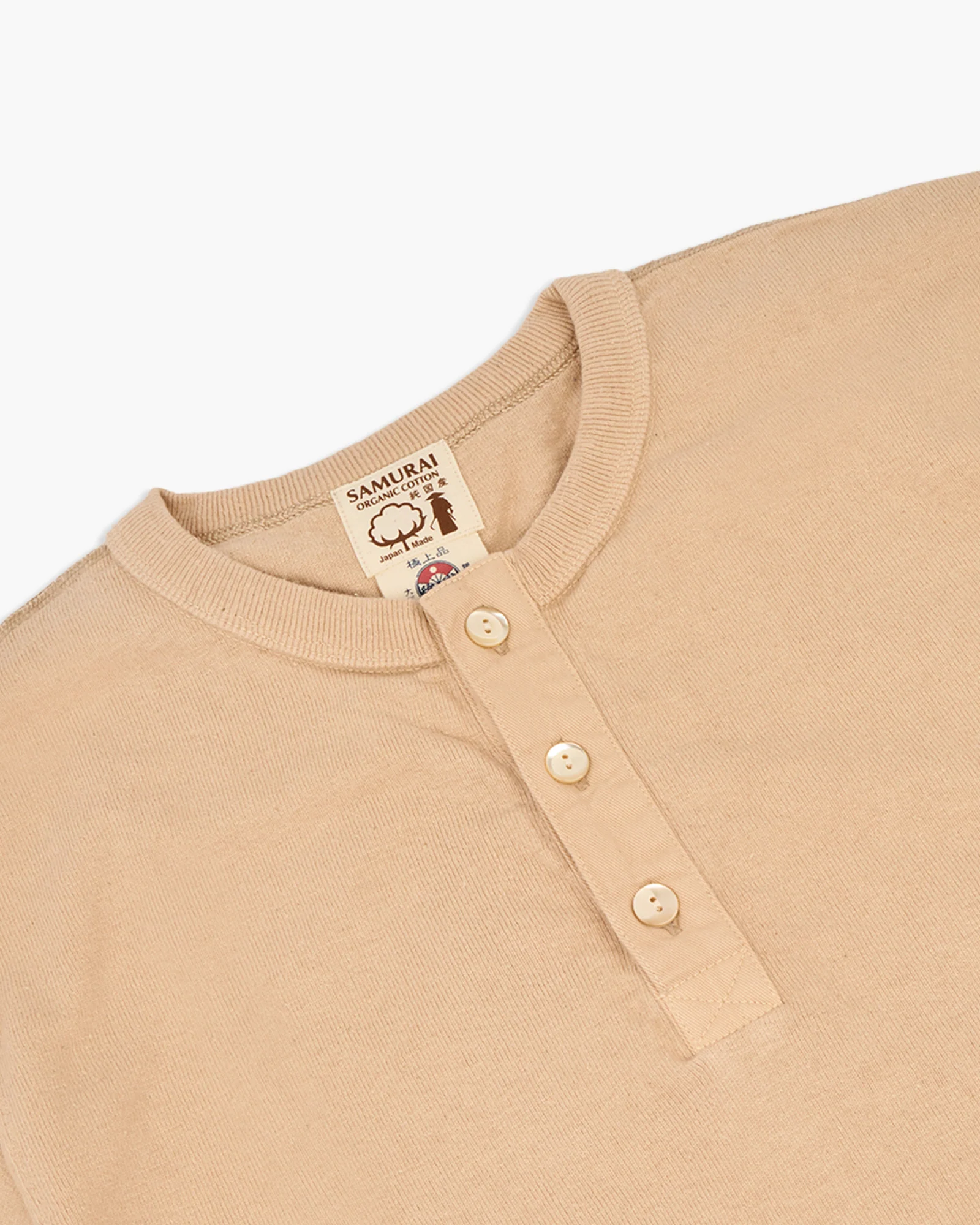 Samurai Jeans SJST-SC02 Japanese Cotton Henley - Kuri Light - Image 2
