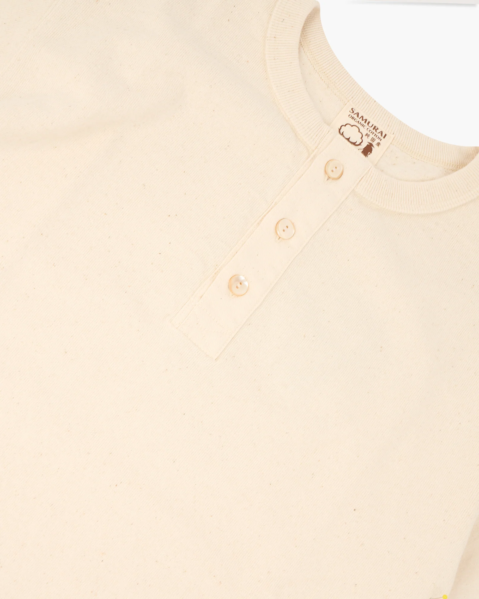Samurai Jeans SJST-SC02 Japanese Cotton Henley - Natural - Image 2