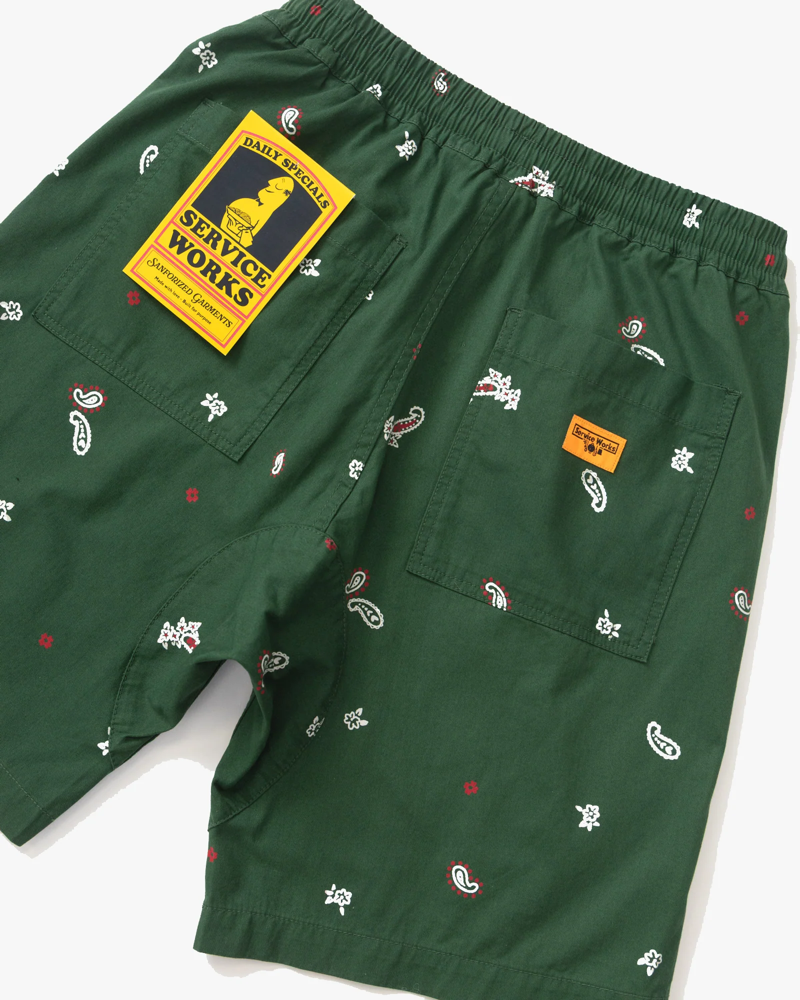 Service Works Paisley Chef Shorts - Forest - Image 3