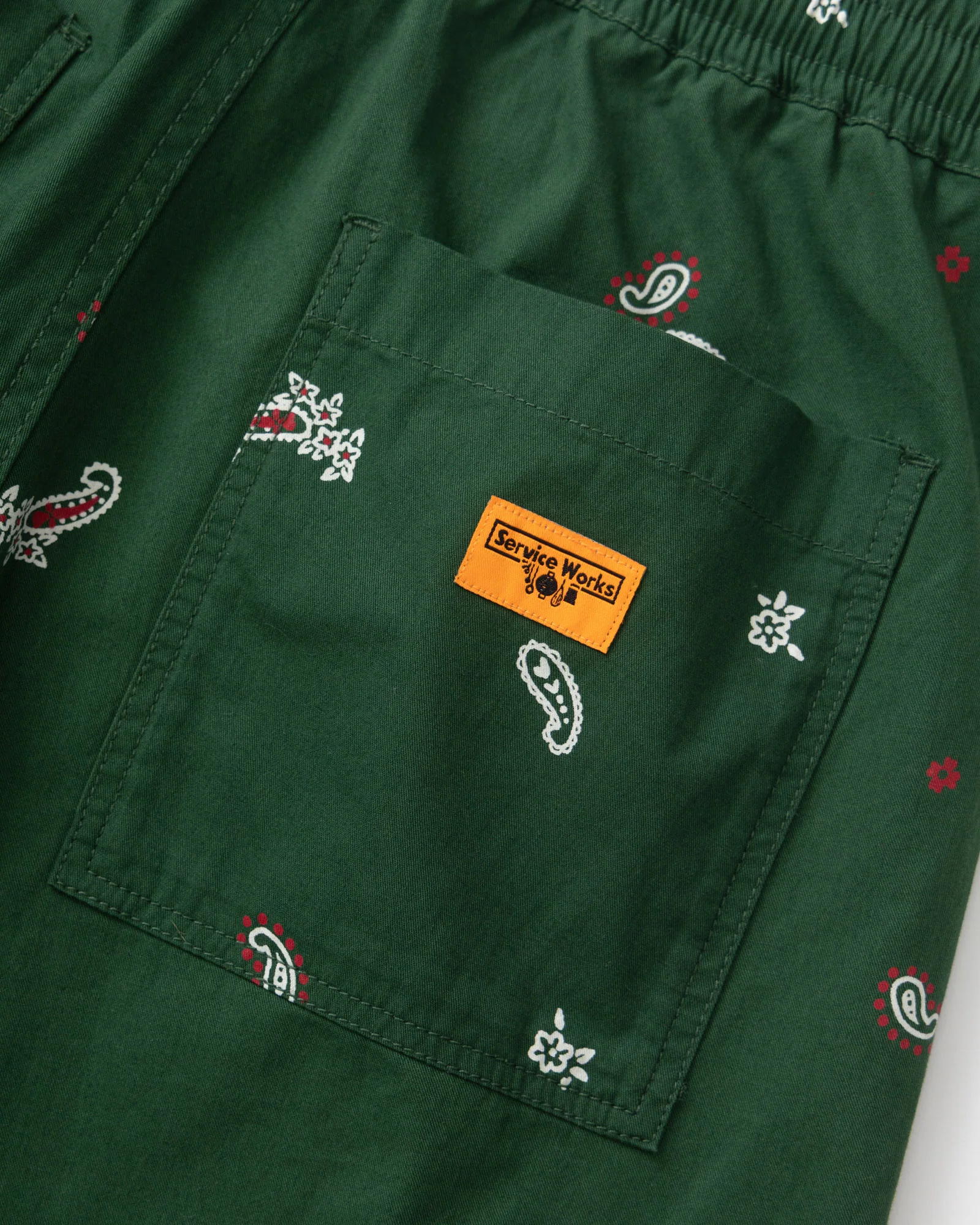 Service Works Paisley Chef Shorts - Forest - Image 6