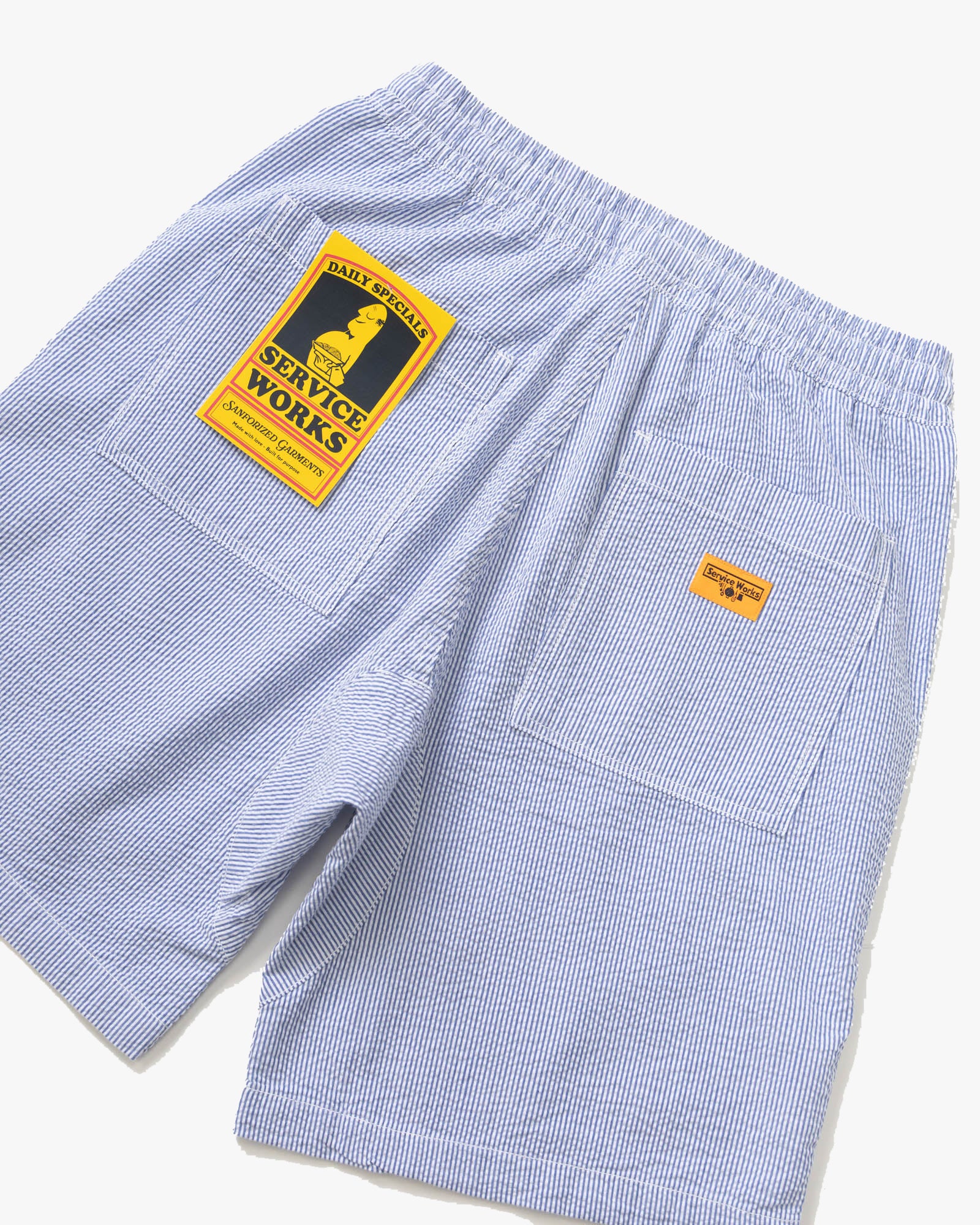 Service Works Seersucker Chef Shorts - Navy Stripe - Image 2