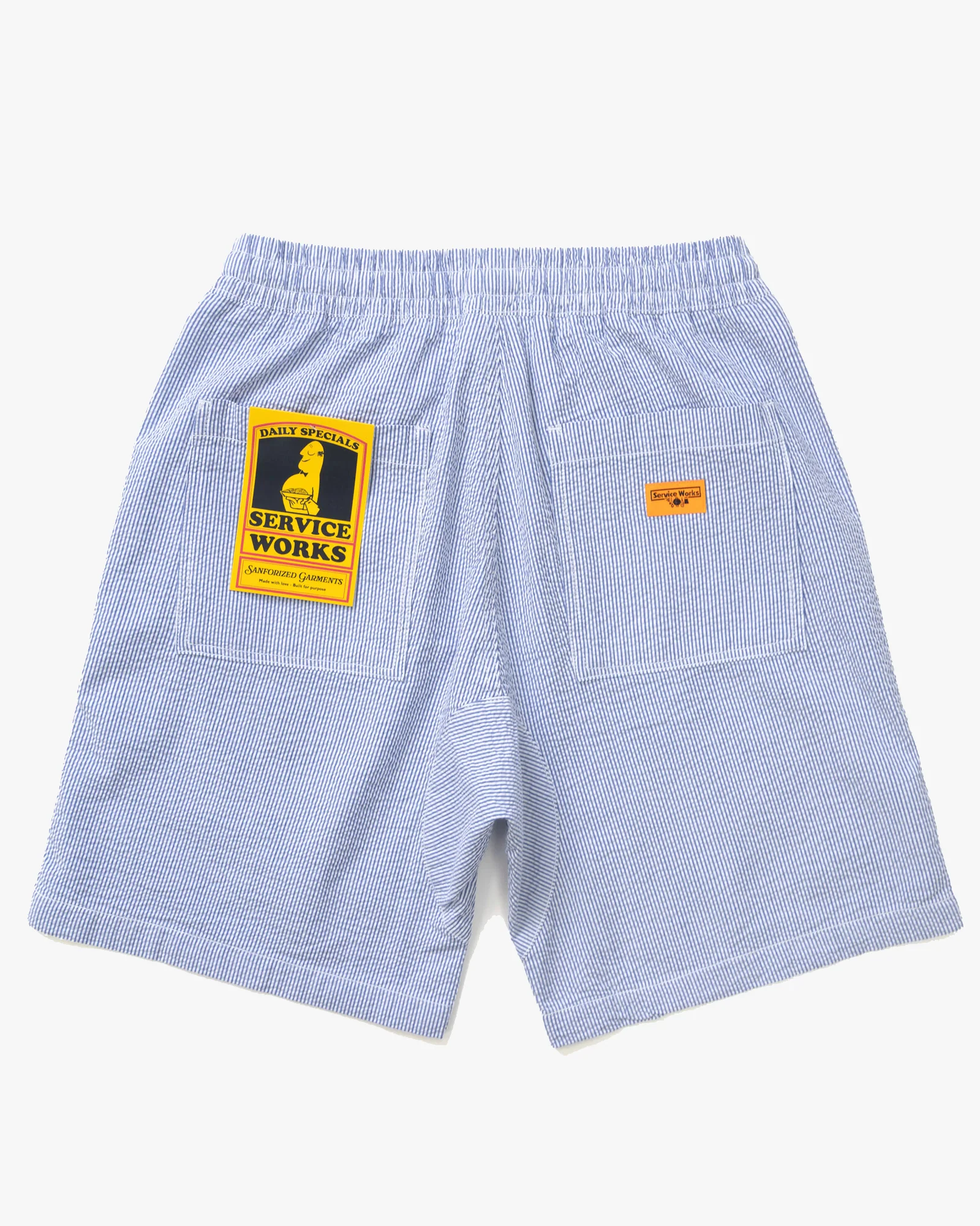 Service Works Seersucker Chef Shorts - Navy Stripe - Image 5