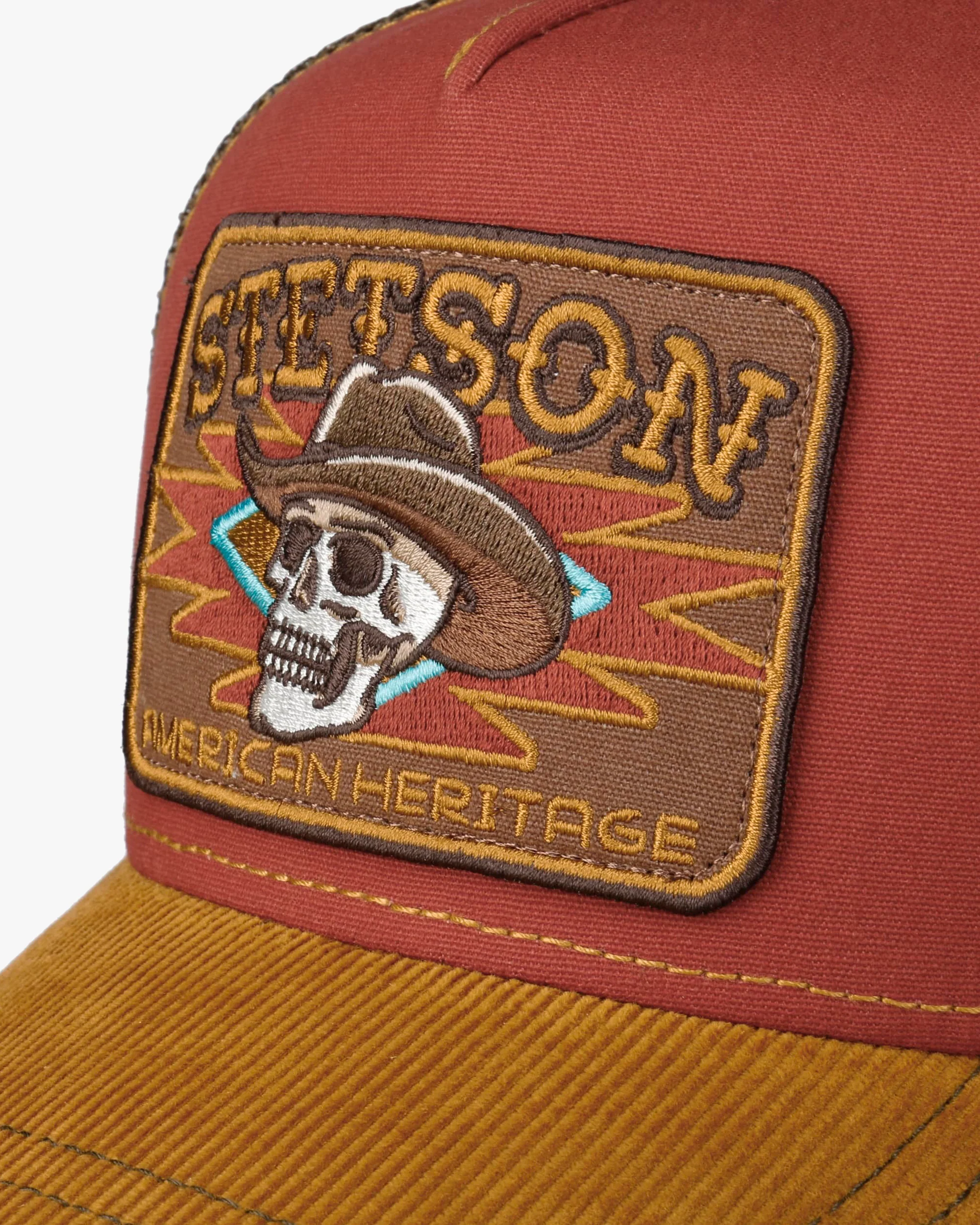 Stetson Skull Trucker Cap - Yellow / Red - Image 2