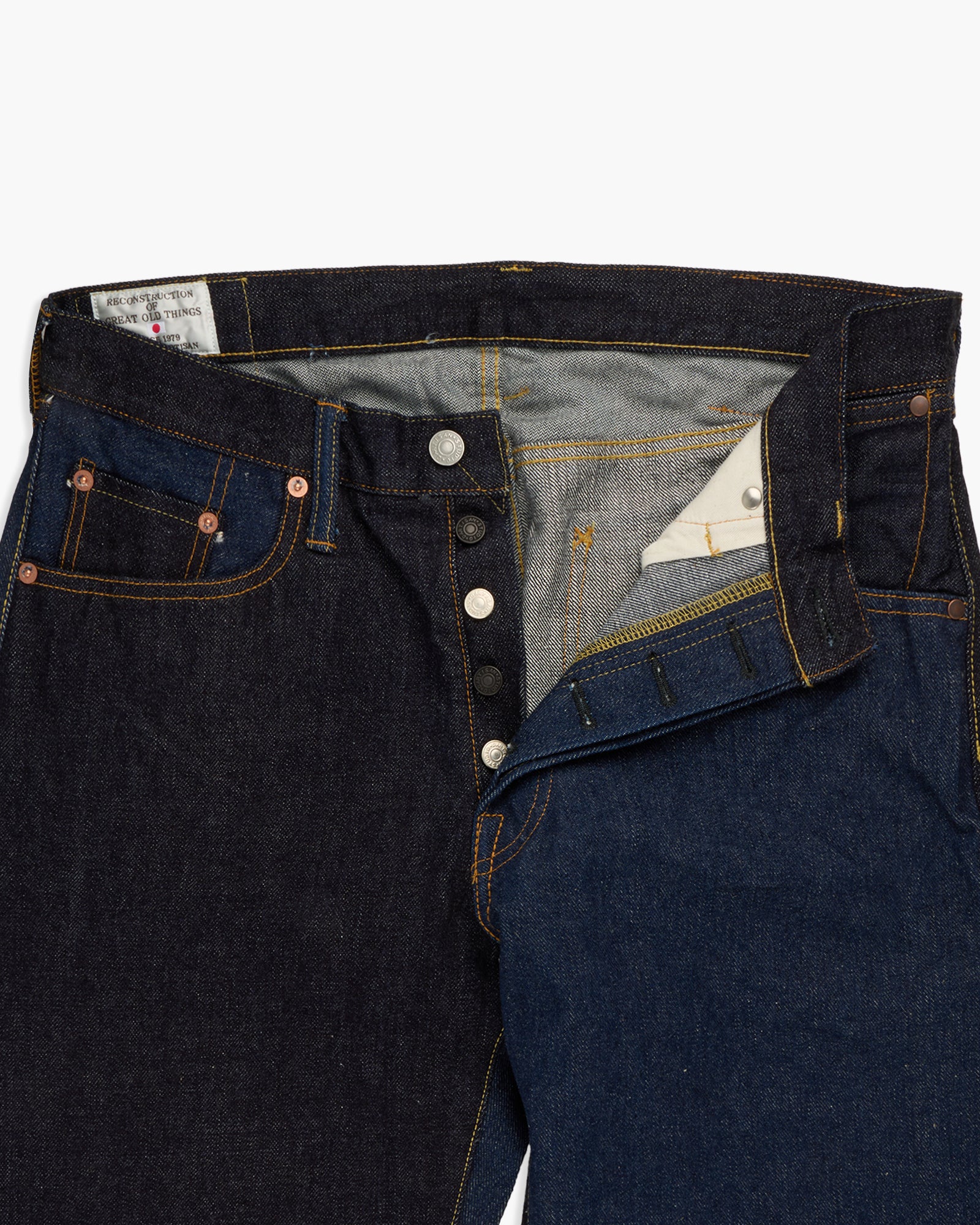 Studio D'Artisan D1902 'Trinity Denim' Regular Straight 15oz Selvedge Mens Jeans - Onewash - Image 5