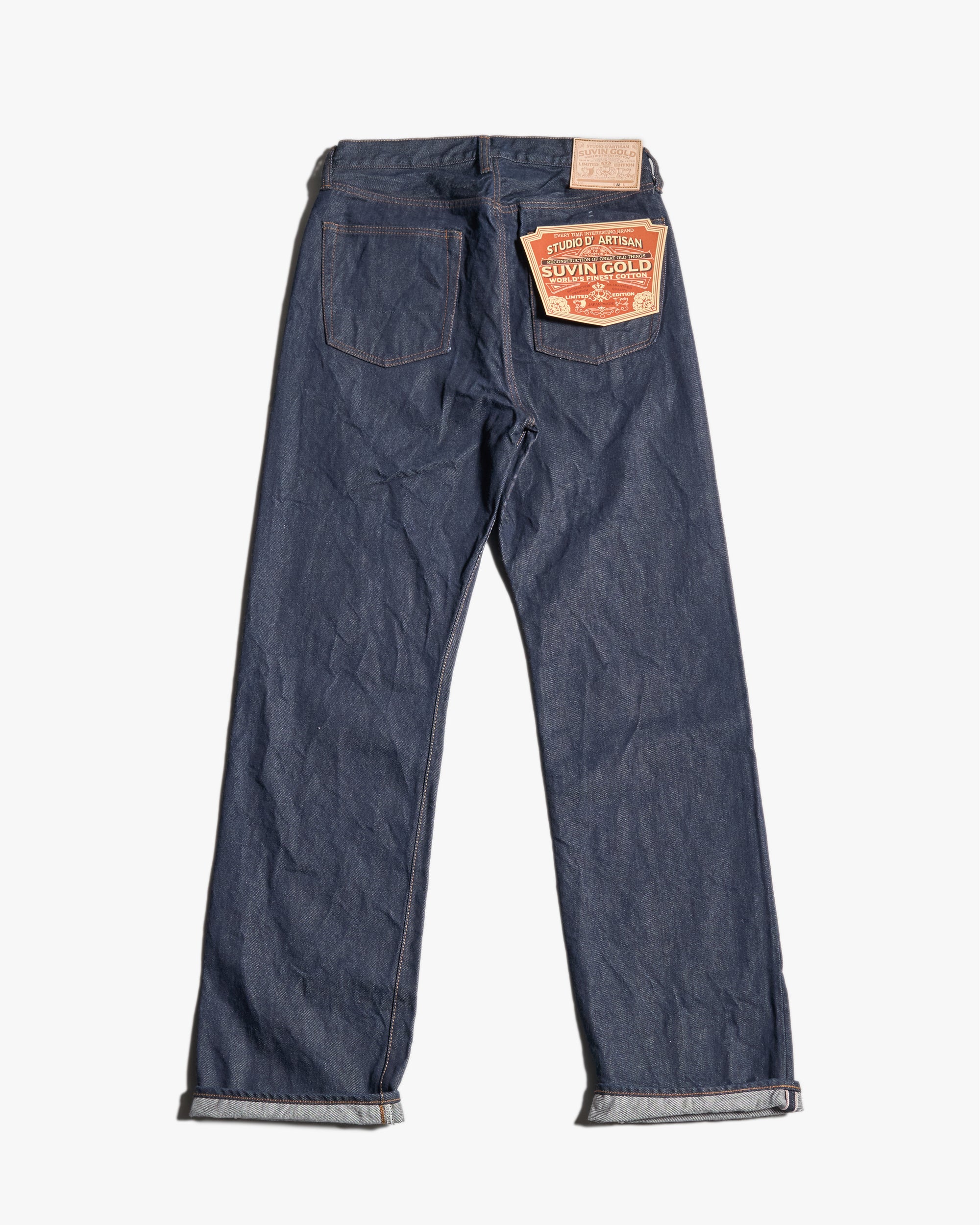Studio D'Artisan D1922W Suvin Gold Wide Straight 15oz Selvedge Jeans - Onewash - Image 3
