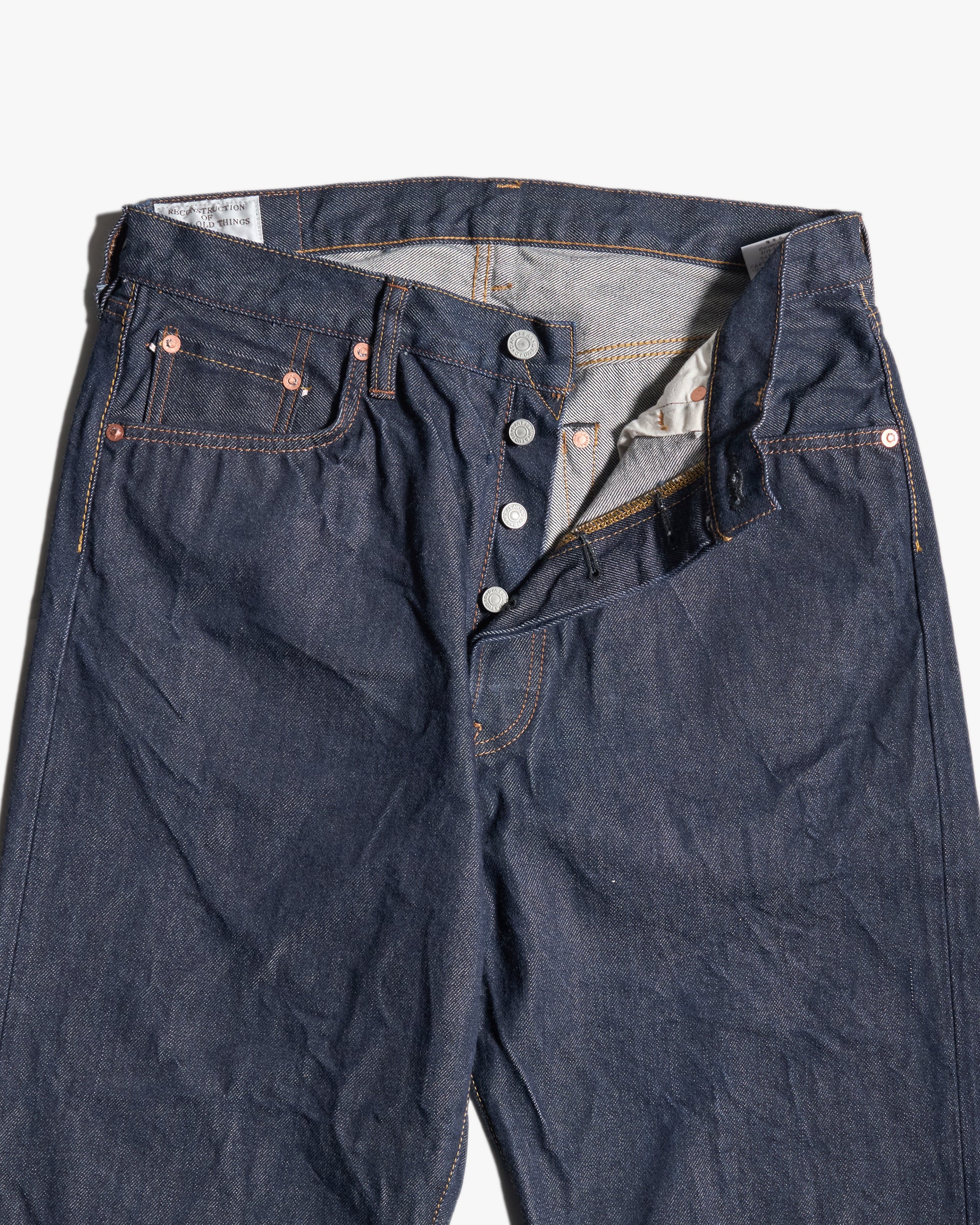 Studio D'Artisan D1922W Suvin Gold Wide Straight 15oz Selvedge Jeans - Onewash - Image 6