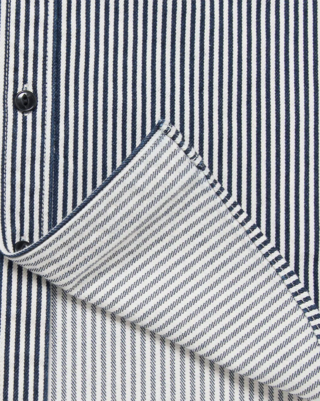 Studio D'Artisan D5335H 14oz Hickory Work Shirt - Indigo Onewash - Image 6