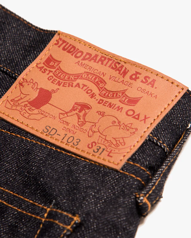 Studio D'Artisan SD-103 Slim Straight Mens Jeans - 15oz Indigo Selvedge / Onewash - Image 6