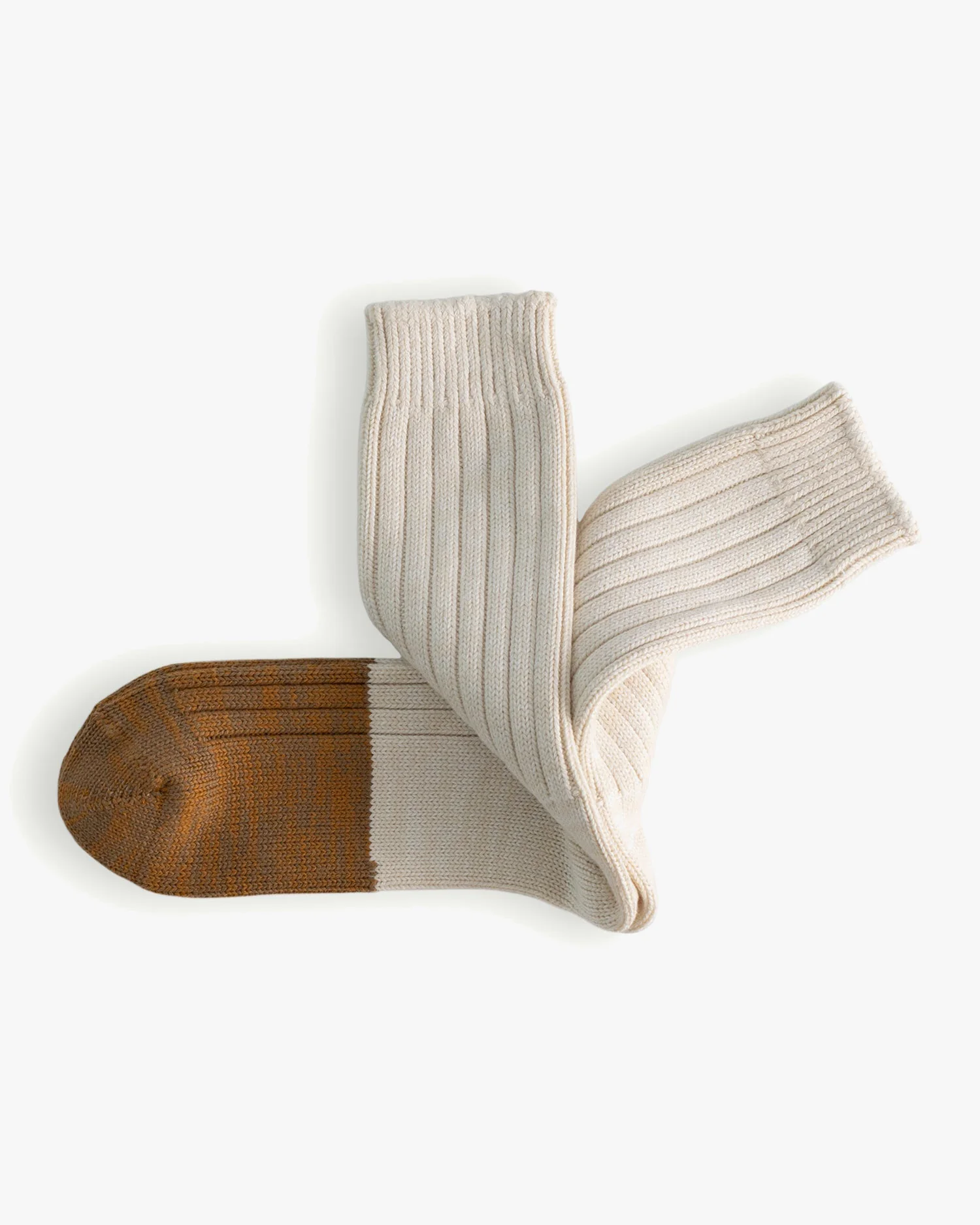 Thunders Love Marine Collection Cotton Duplo Socks - Raw White / Camel - Image 7