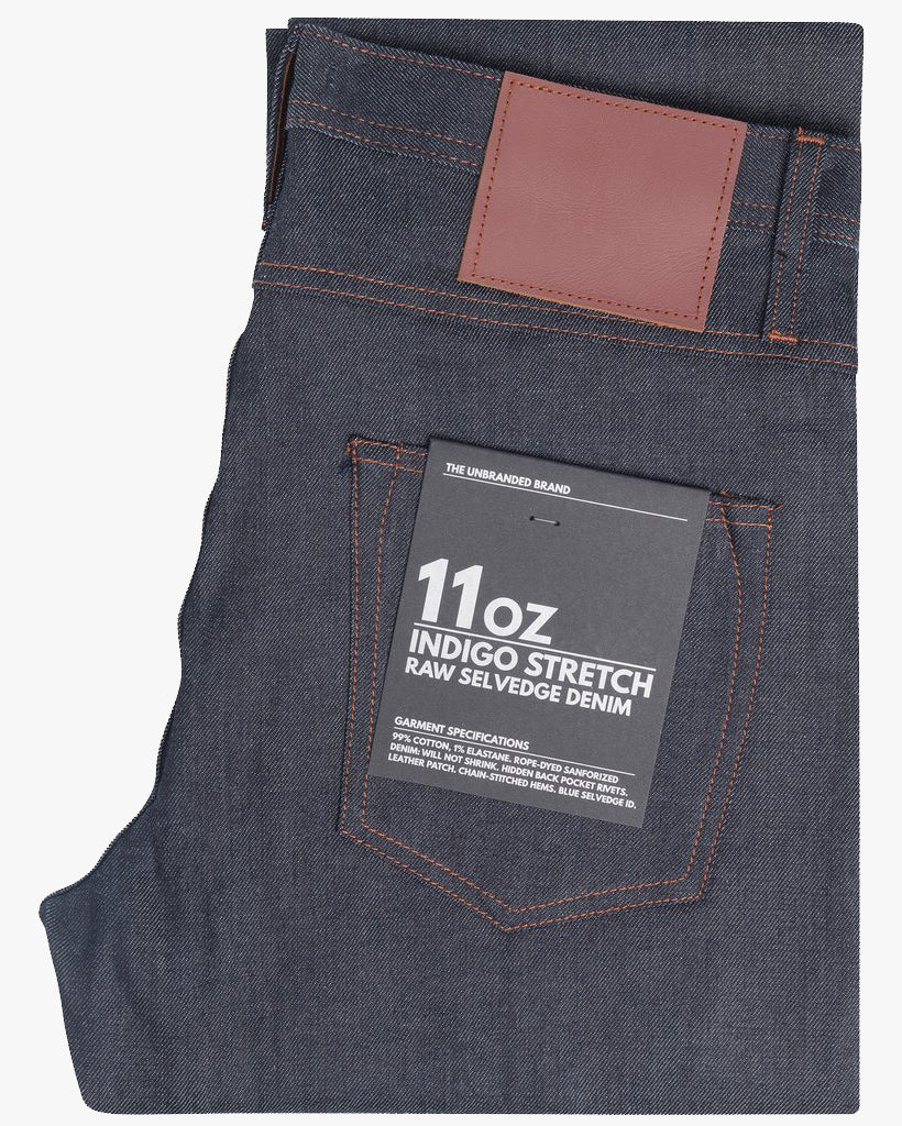 Unbranded UB322 Straight Fit Mens Jeans - 11oz Indigo Stretch Selvedge - Image 3