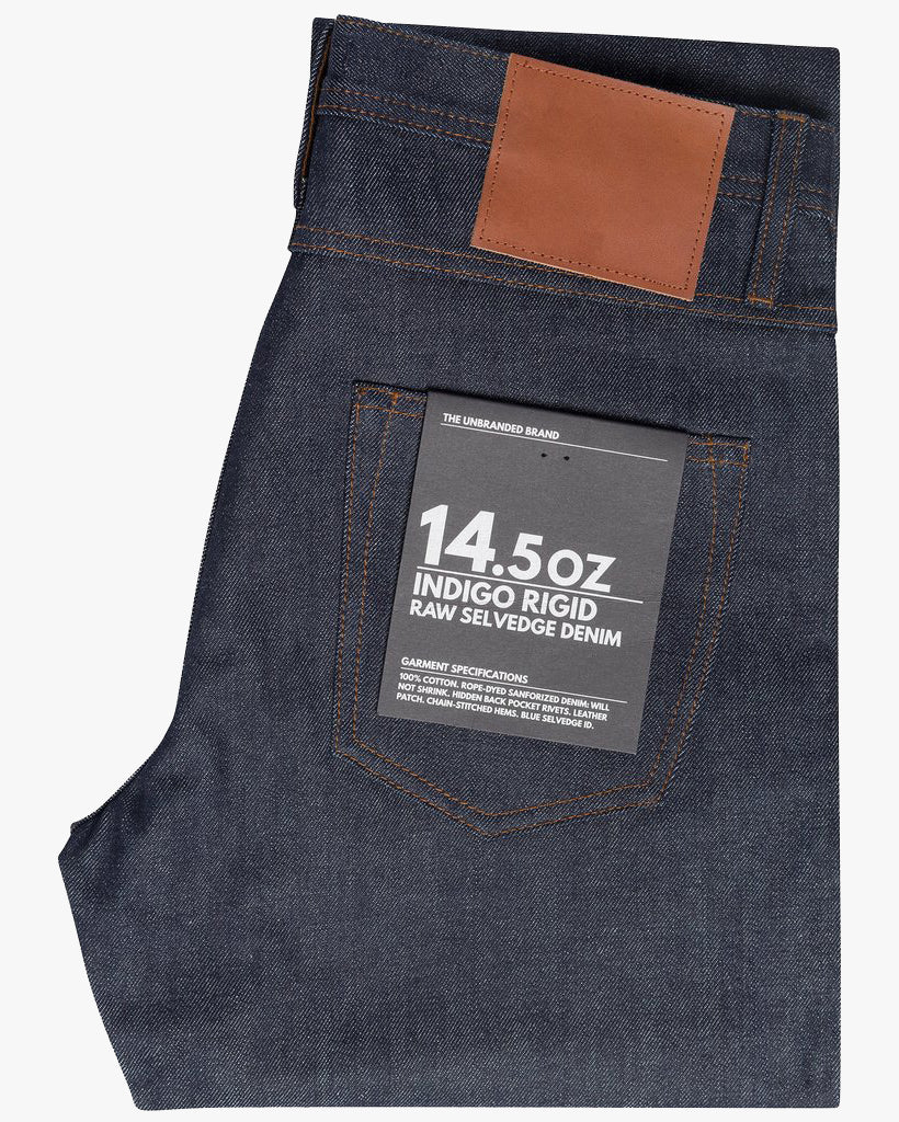 Unbranded UB301 Straight Fit Mens Jeans - 14.5oz Indigo Selvedge - Image 3