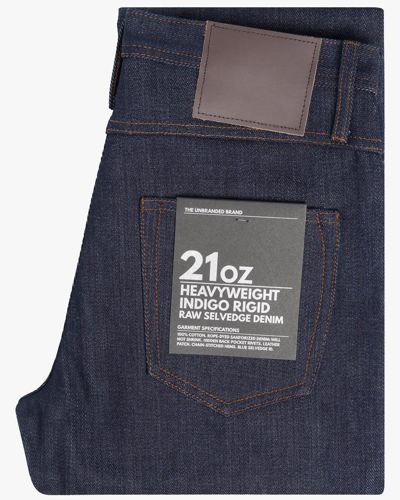 Unbranded UB321 Straight Fit Mens Jeans - 21oz Indigo Selvedge - Image 3