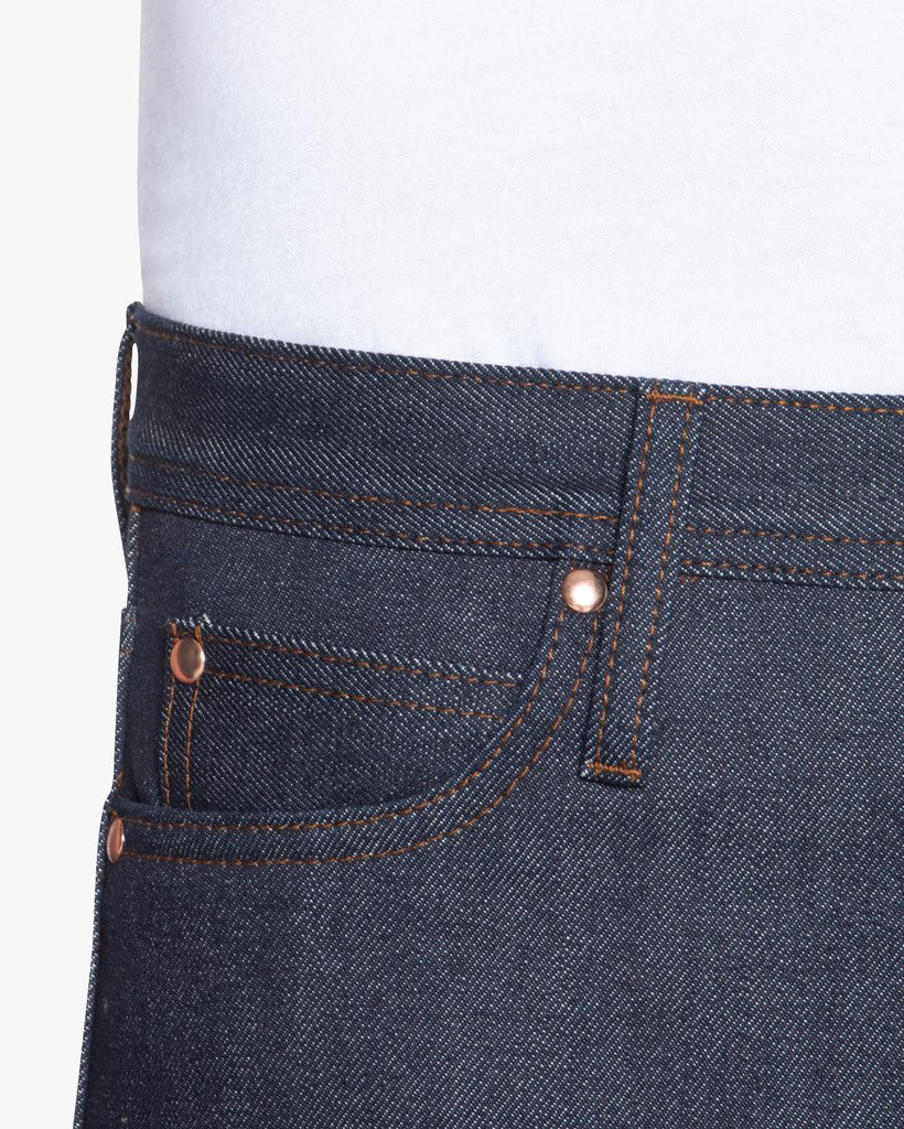 Unbranded UB101 Skinny Fit Mens Jeans - 14.5oz Indigo Selvedge - Image 5