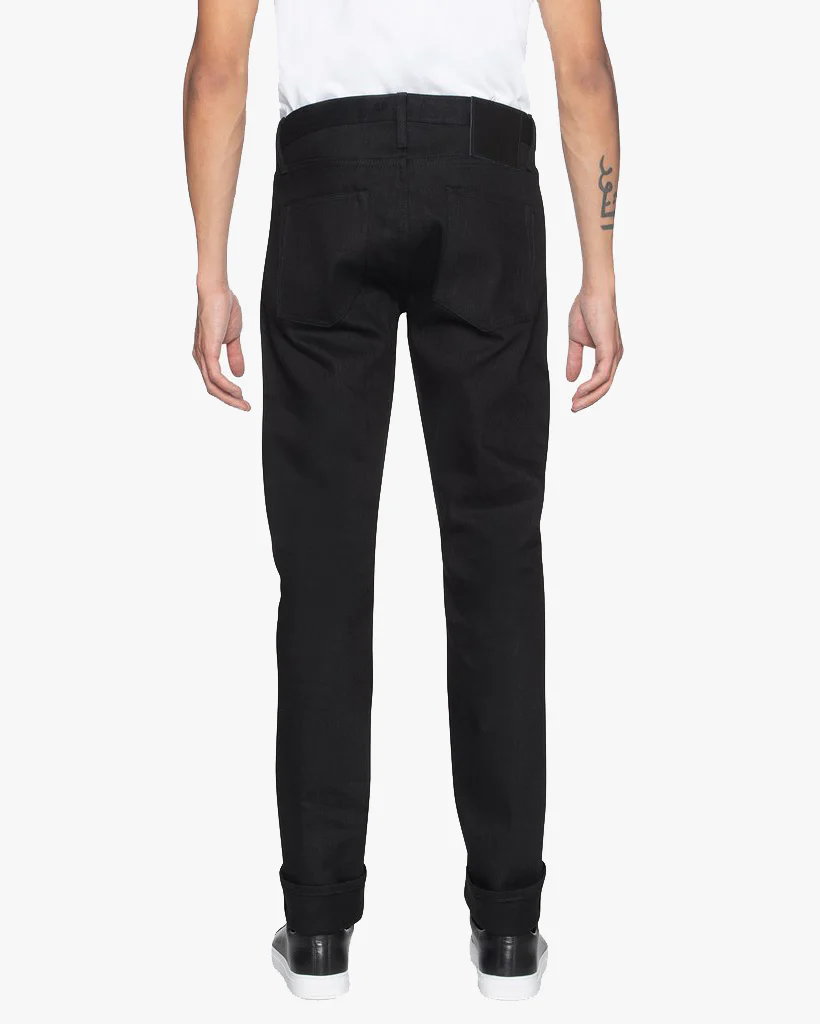 Unbranded UB144 Skinny Fit Mens Jeans - 11oz Solid Black Stretch Selvedge - Image 4