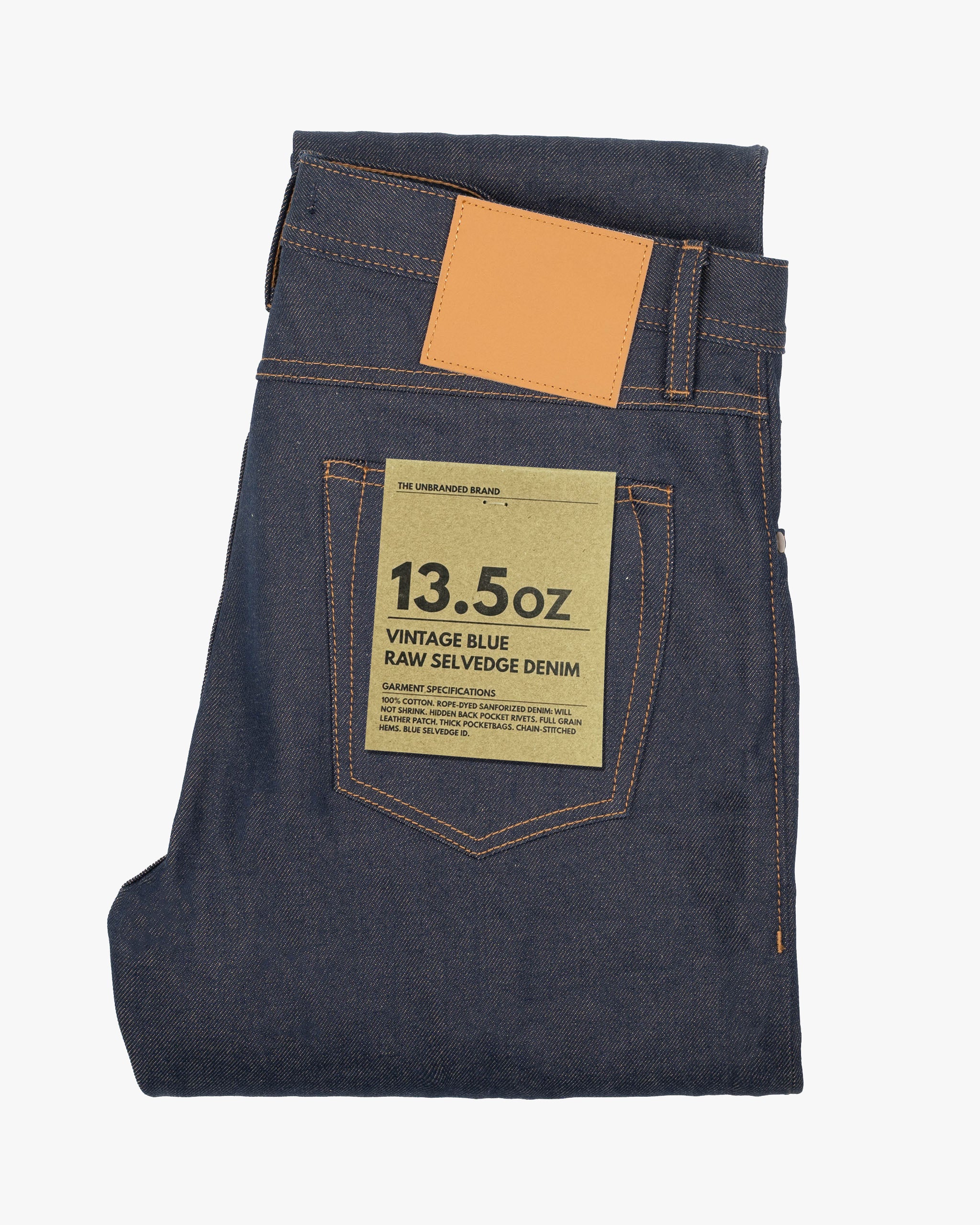 Unbranded UB154 Skinny Fit Mens Jeans - 13.5oz Vintage Blue Selvedge - Image 2