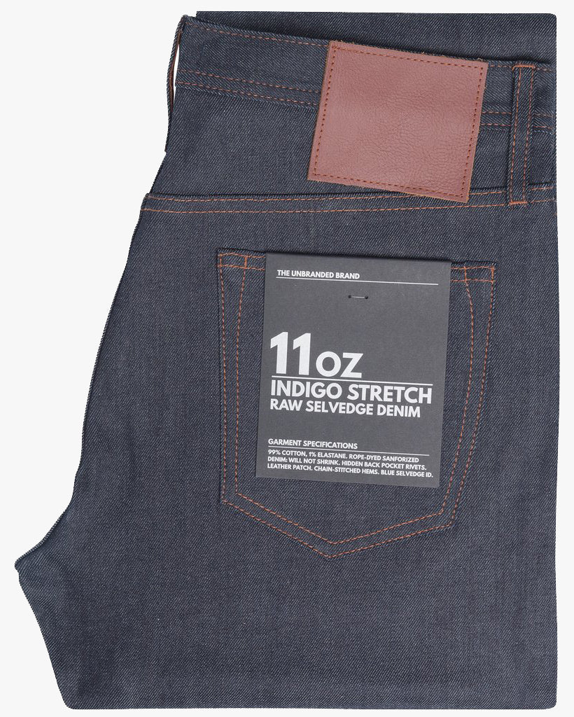 Unbranded UB222 Tapered Fit Mens Jeans - 11oz Indigo Stretch Selvedge - Image 3