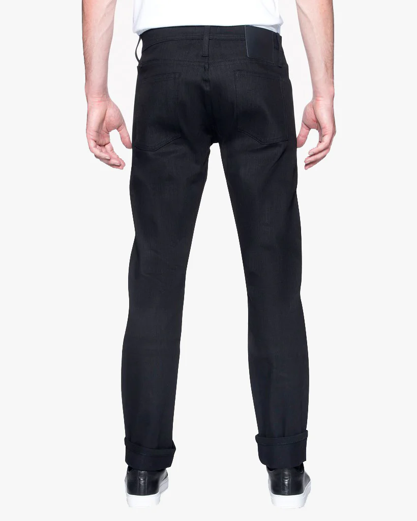 Unbranded UB244 Tapered Fit Mens Jeans - 11oz Solid Black Stretch Selvedge - Image 4