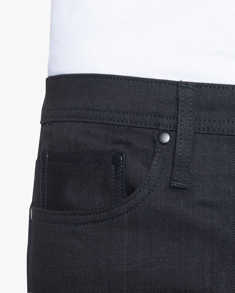 Unbranded UB244 Tapered Fit Mens Jeans - 11oz Solid Black Stretch Selvedge - Image 5