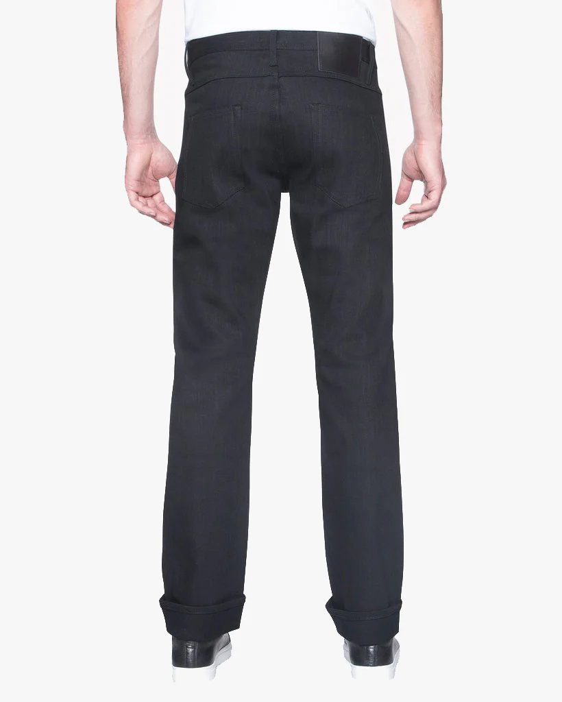 Unbranded UB344 Straight Fit Mens Jeans - 11oz Solid Black Stretch Selvedge - Image 4