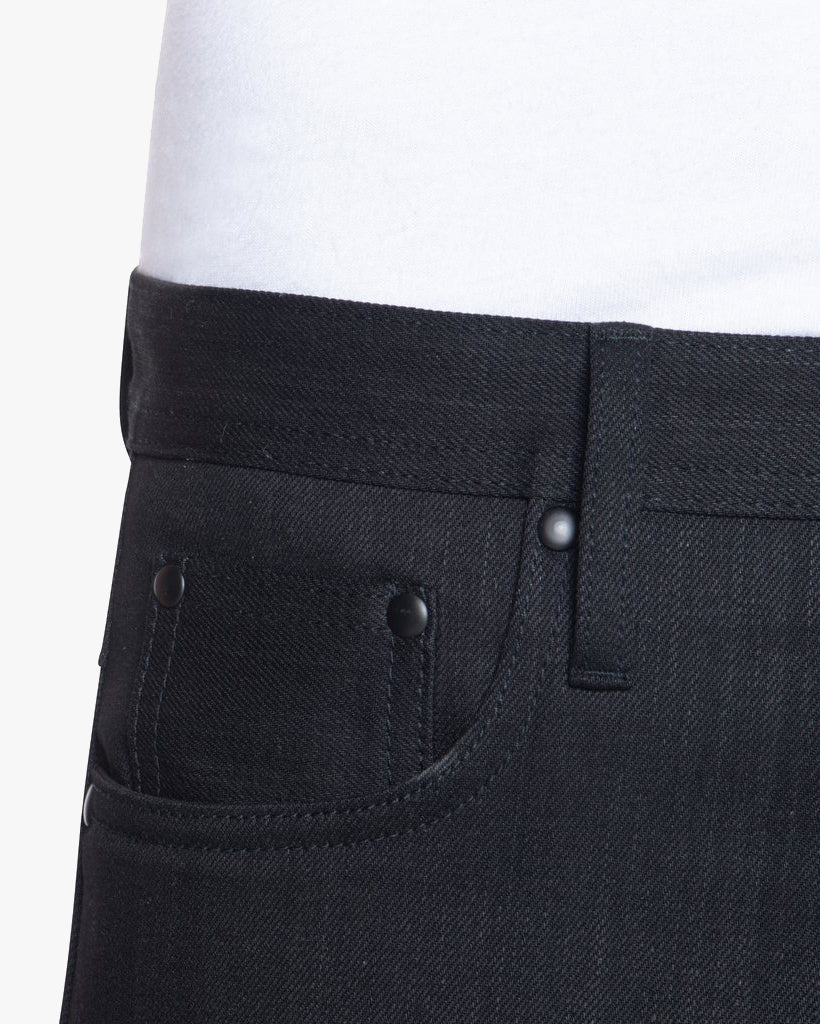 Unbranded UB344 Straight Fit Mens Jeans - 11oz Solid Black Stretch Selvedge - Image 5