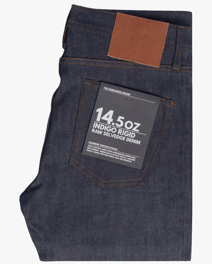Unbranded UB401 Tight Fit Mens Jeans - 14.5oz Indigo Selvedge - Image 3