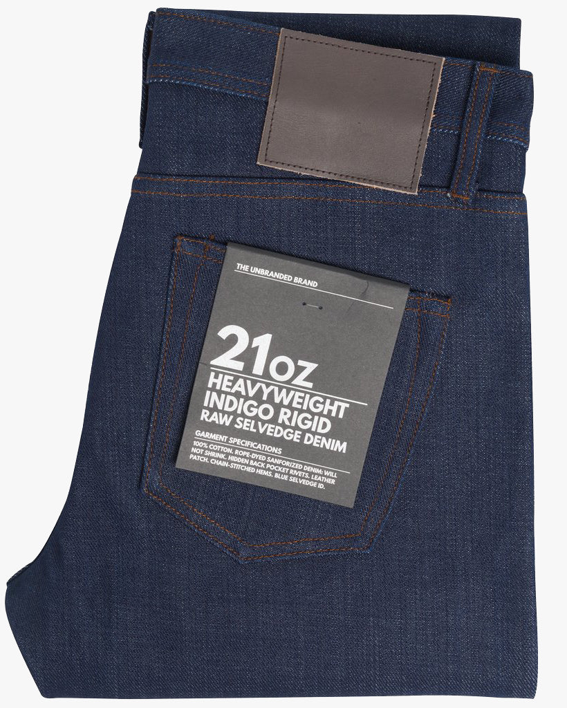 Unbranded UB421 Tight Fit Mens Jeans - 21oz Indigo Selvedge - Image 3