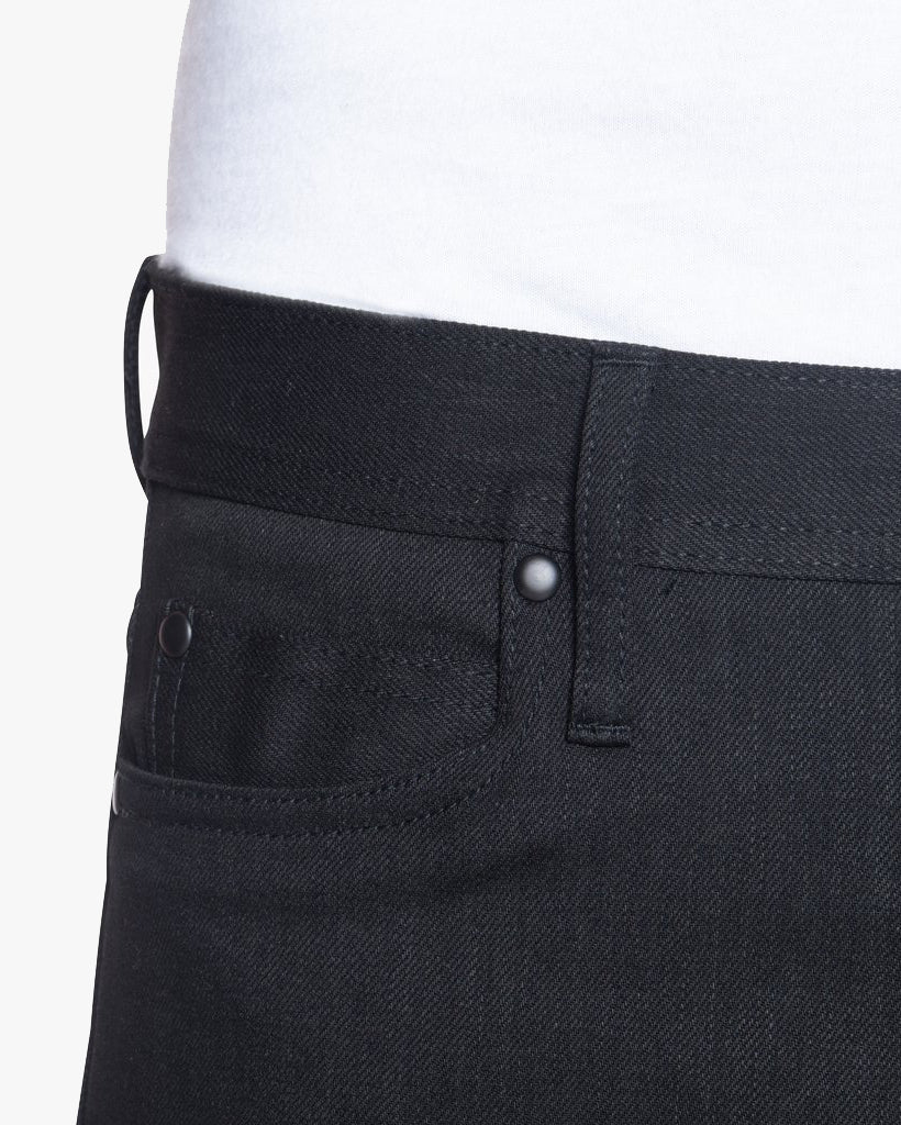 Unbranded UB444 Tight Fit Mens Jeans - 11oz Solid Black Stretch Selvedge - Image 5