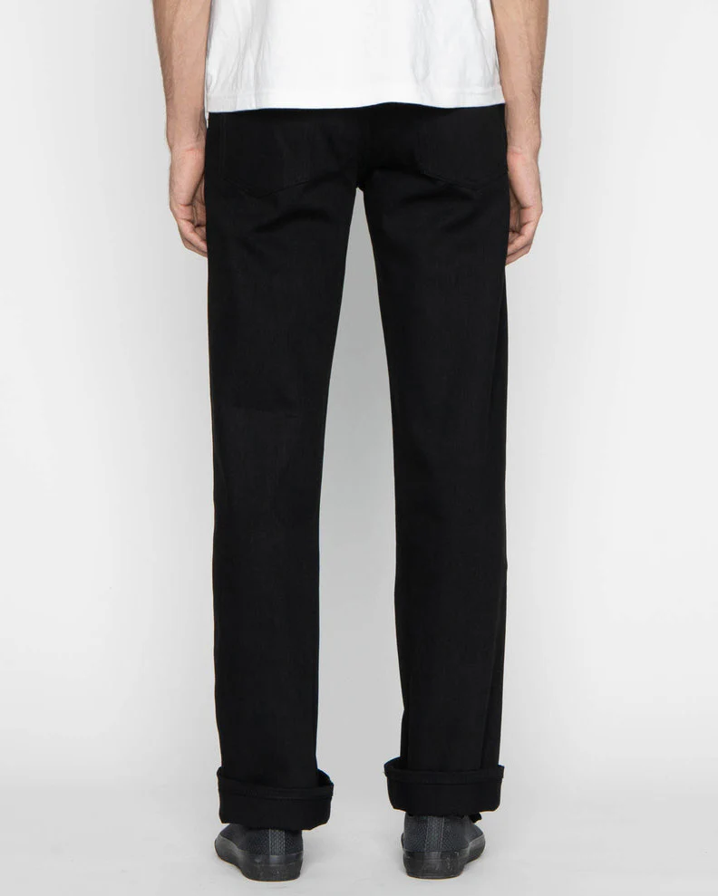 Unbranded UB744 Wide Fit Mens Jeans - 11oz Solid Black Stretch Selvedge - Image 4