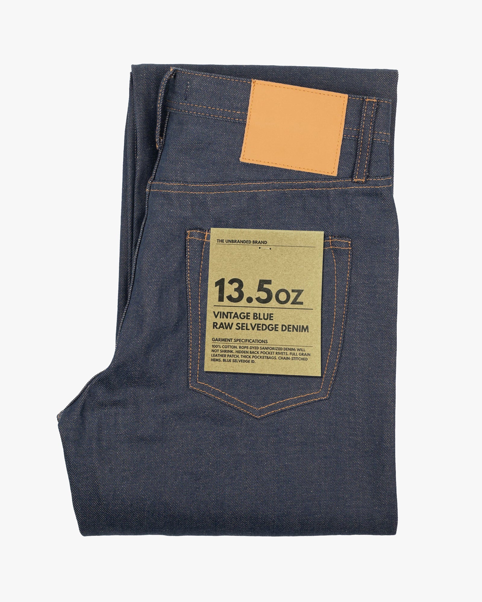 Unbranded UB754 Wide Fit Mens Jeans - 13.5oz Vintage Blue Selvedge - Image 2