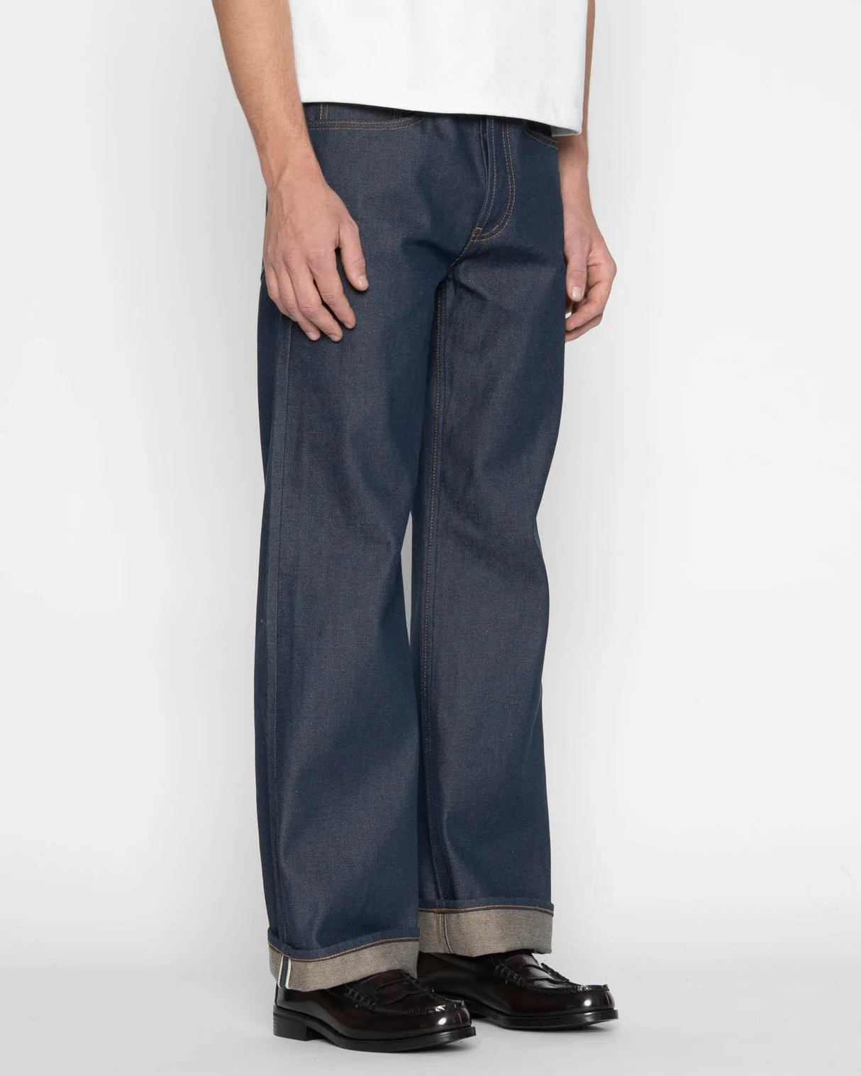 Unbranded UB754 Wide Fit Mens Jeans - 13.5oz Vintage Blue Selvedge - Image 4